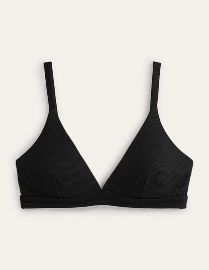 Arezzo V-neck Bikini Top-Black Texture-6