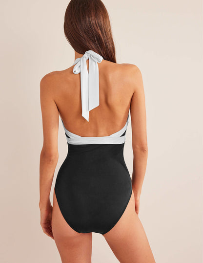 Ithaca Halter Swimsuit-Black Colourblock-3