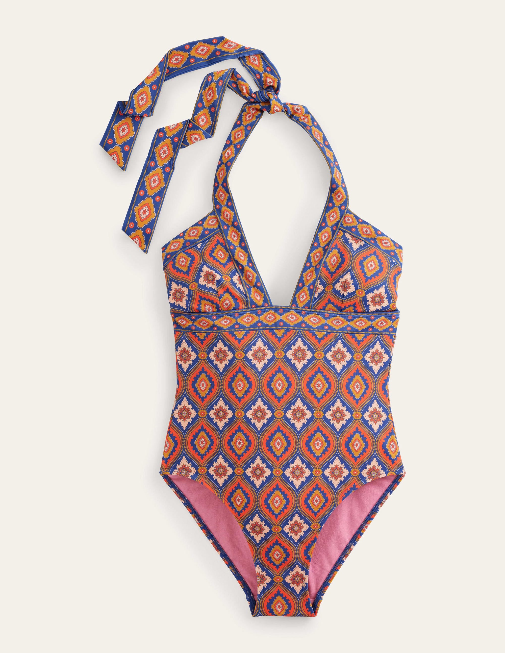 Ithaca Halter Swimsuit-Vermillion, Exotic Diamond - Image 5