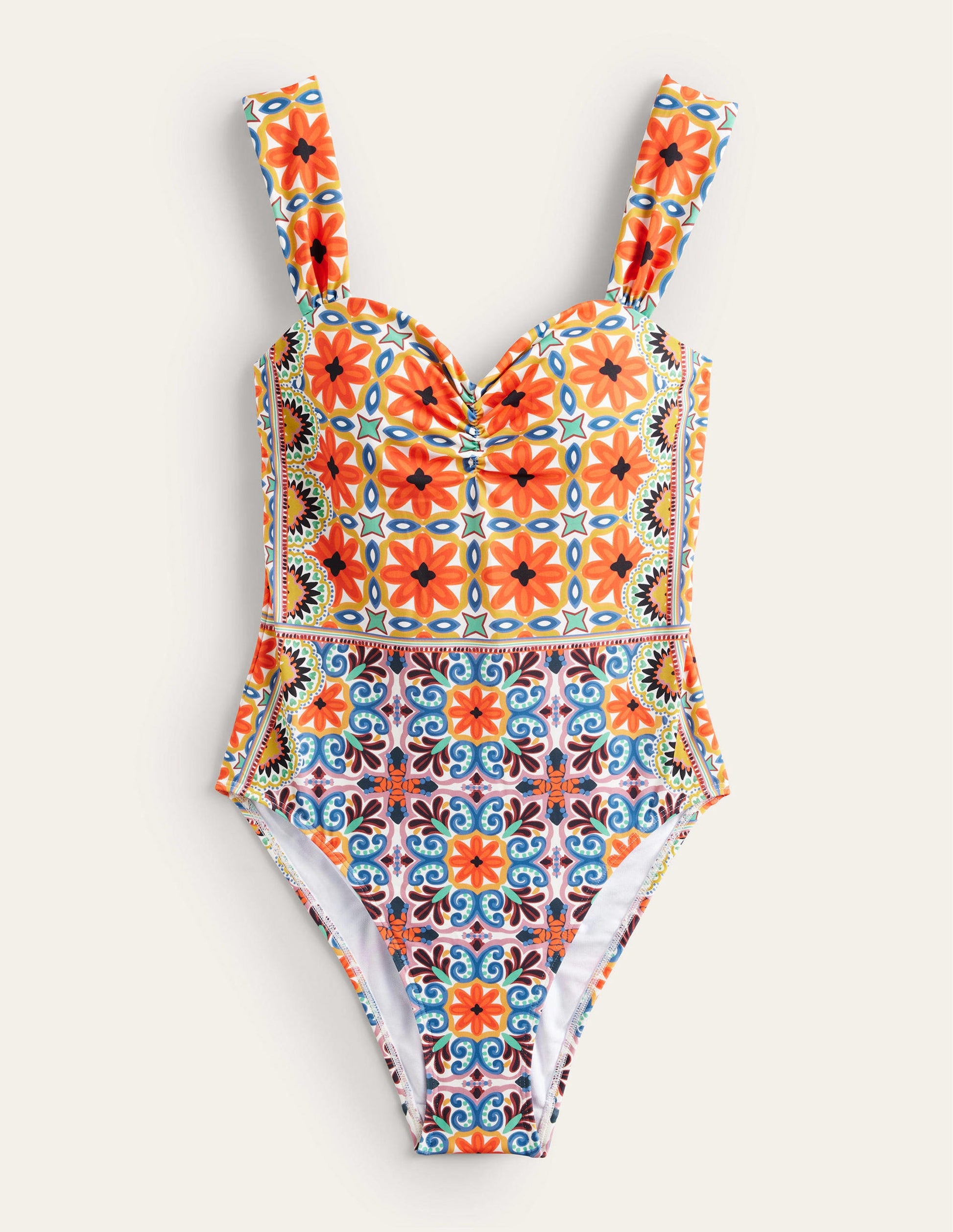 Pleated Sweetheart Swimsuit-Tigerlily, Tapestry Geo-6