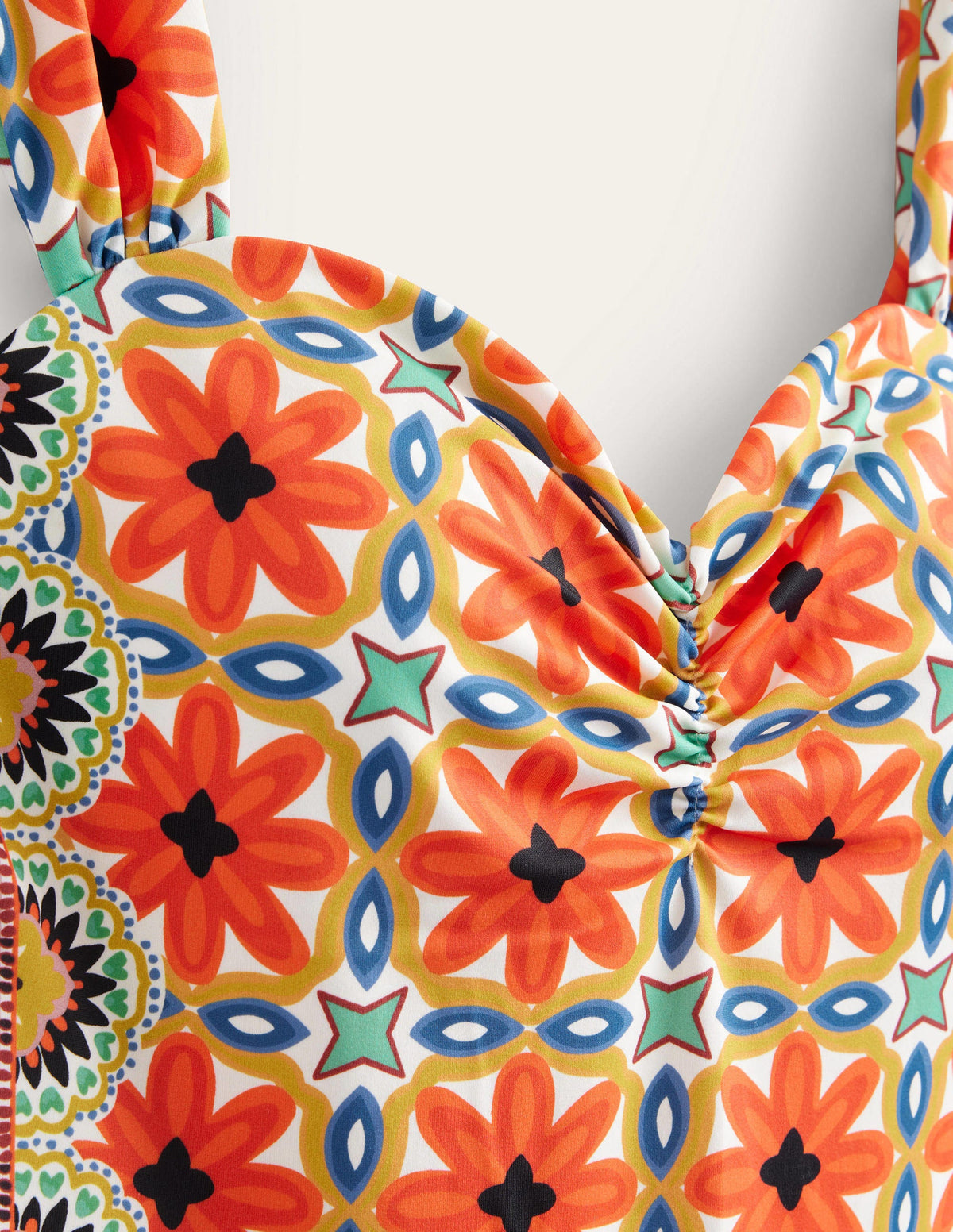 Pleated Sweetheart Swimsuit-Tigerlily, Tapestry Geo - Image 7