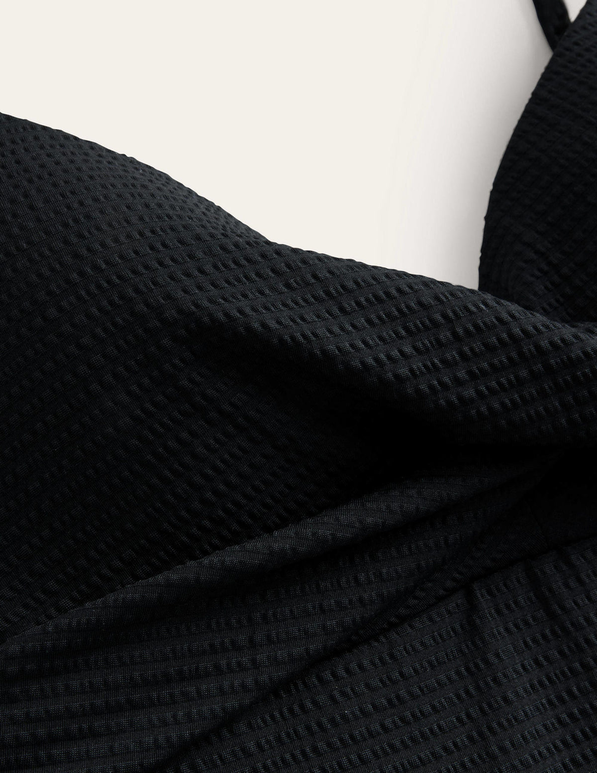 Capri Cup-size Swimsuit-Black Seersucker Texture - Image 5