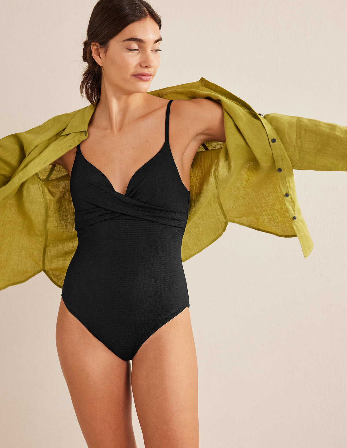 Capri Cup-size Swimsuit-Black Seersucker Texture - Image 4