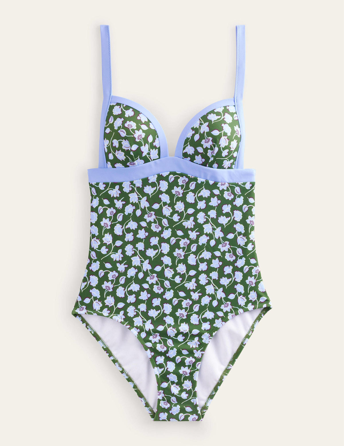 Triangle Panelled Swimsuit-Winter Green, Blue Floral - Image 5