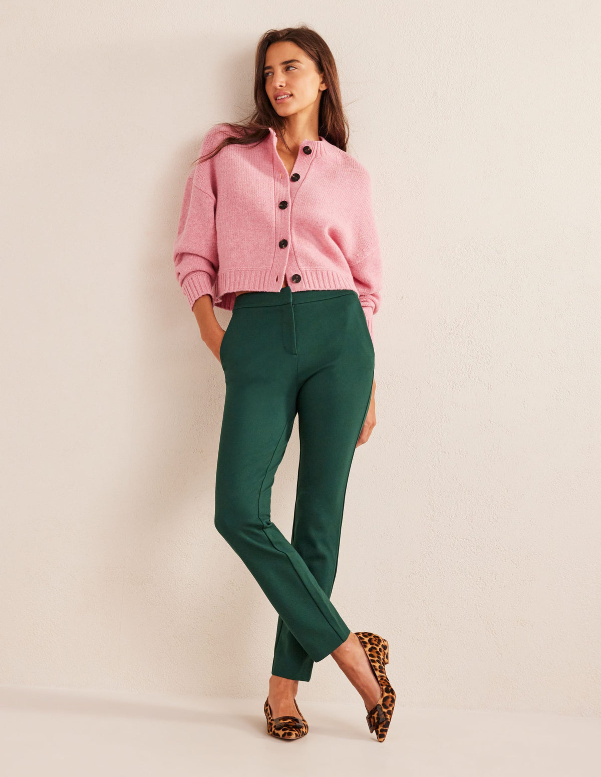 Hampshire 7/8 Ponte Trousers-Emerald Night - Image 1