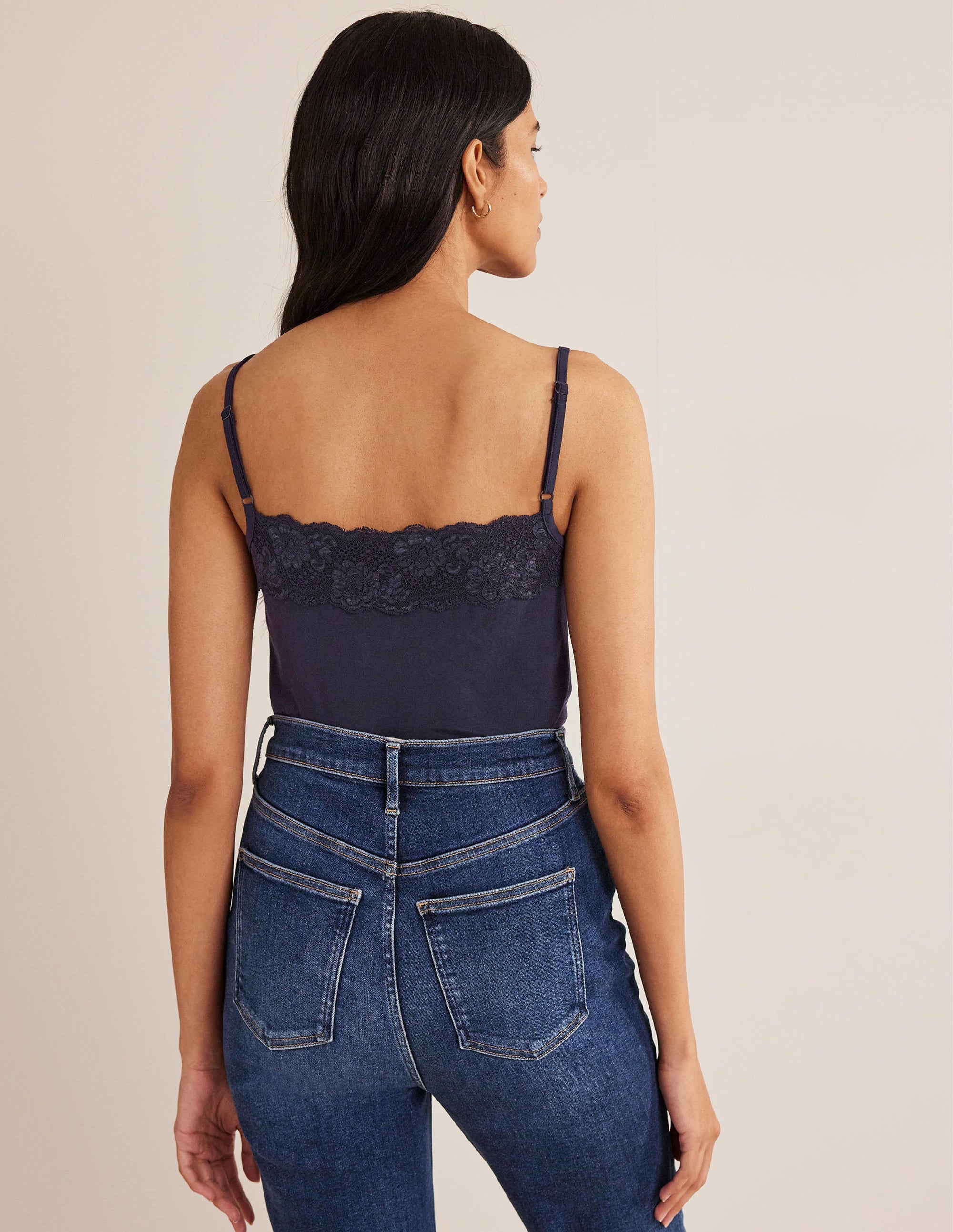 Lace Cami Top-Navy - Image 2