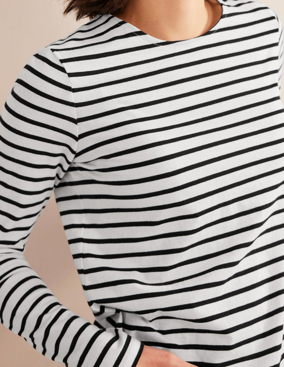 Bea Long Sleeve Breton-Ivory, Black - Image 2
