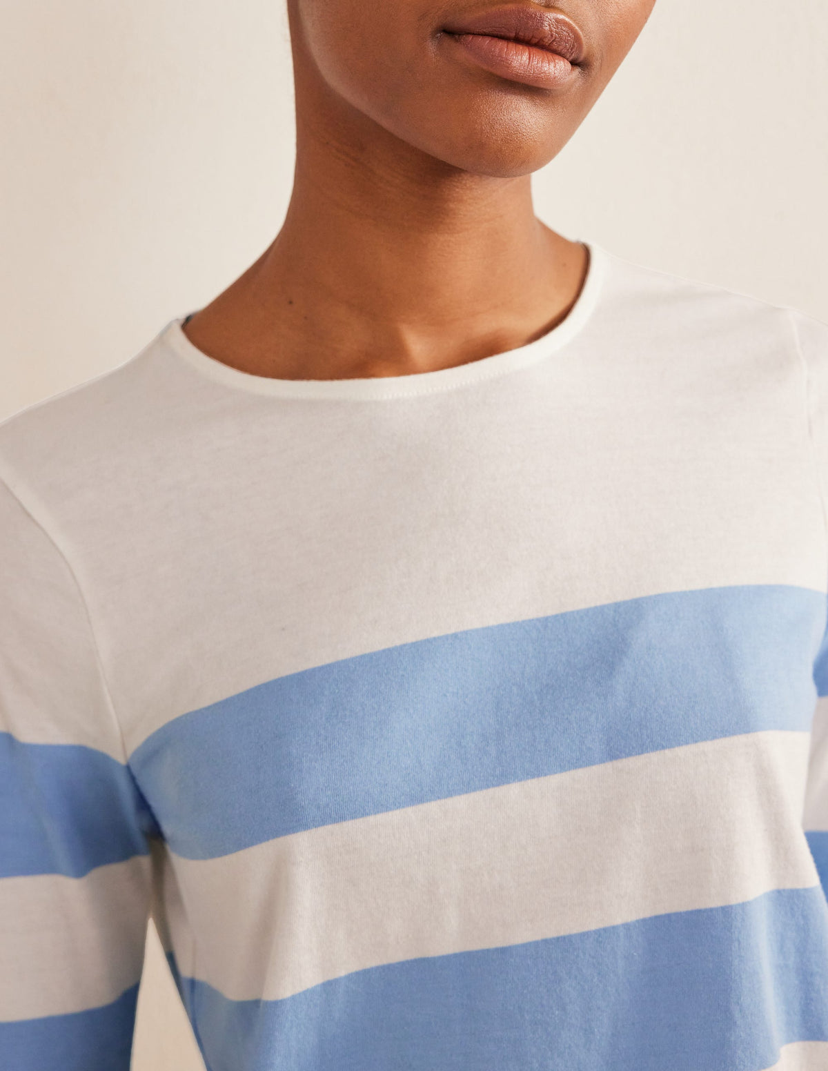 Bea Long Sleeve Breton-Linseed and Ivory Wide Stripe - Image 2