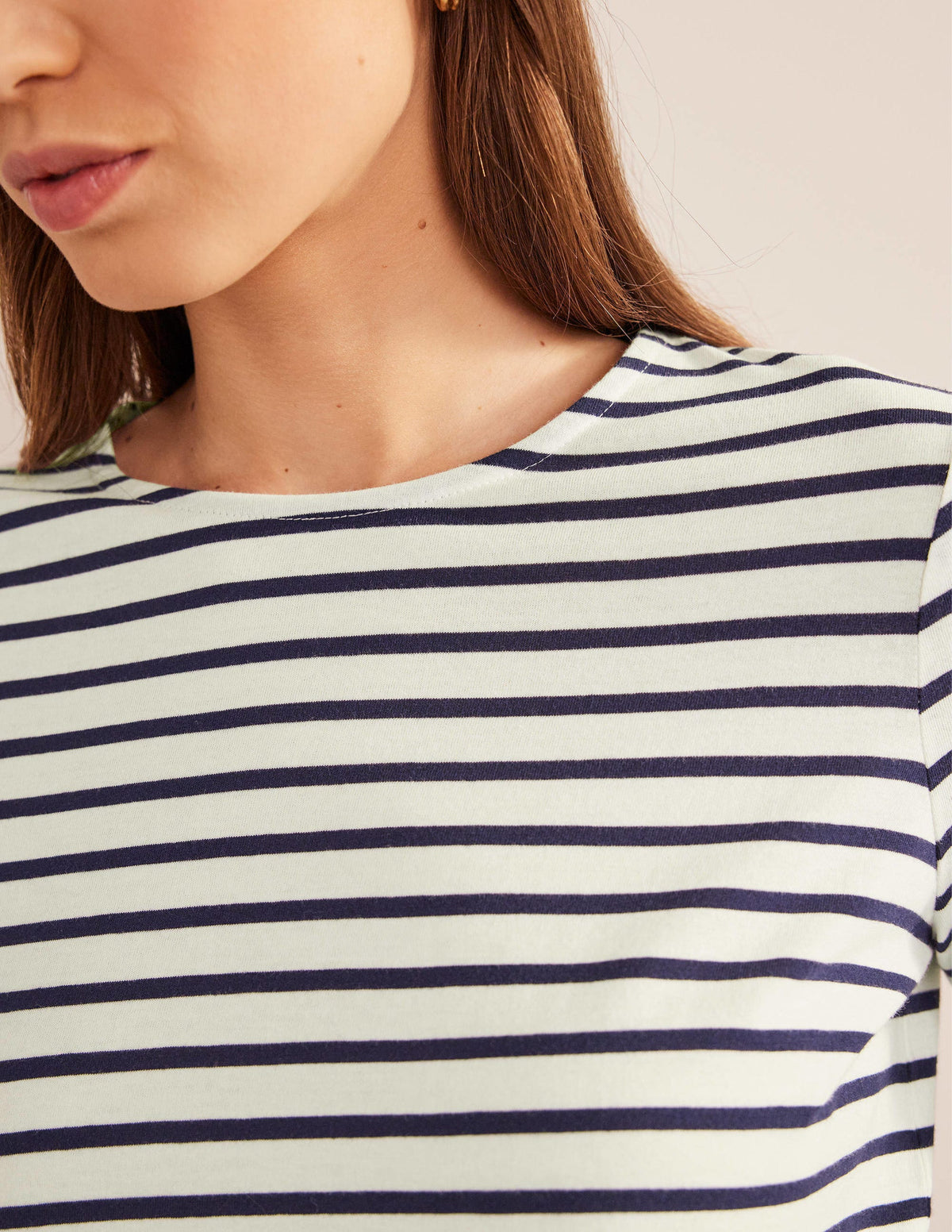Bea Long Sleeve Breton-Ivory, Navy - Image 2