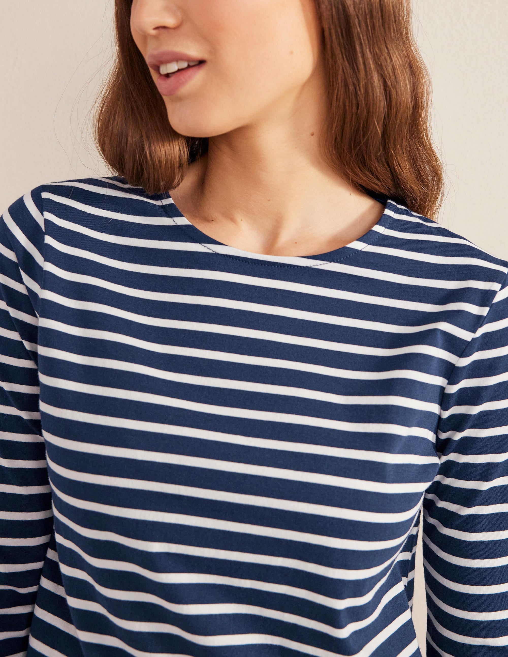 Bea Long Sleeve Breton-Navy, Ivory - Image 2