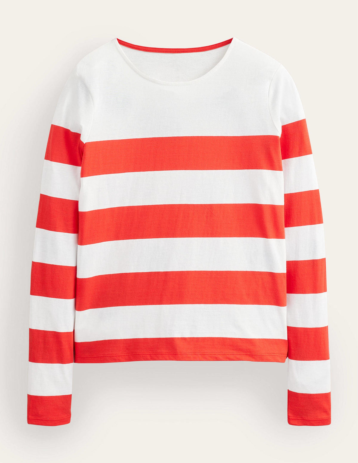 Bea Long Sleeve Breton-Red and Ivory, Wide Stripe - Image 5