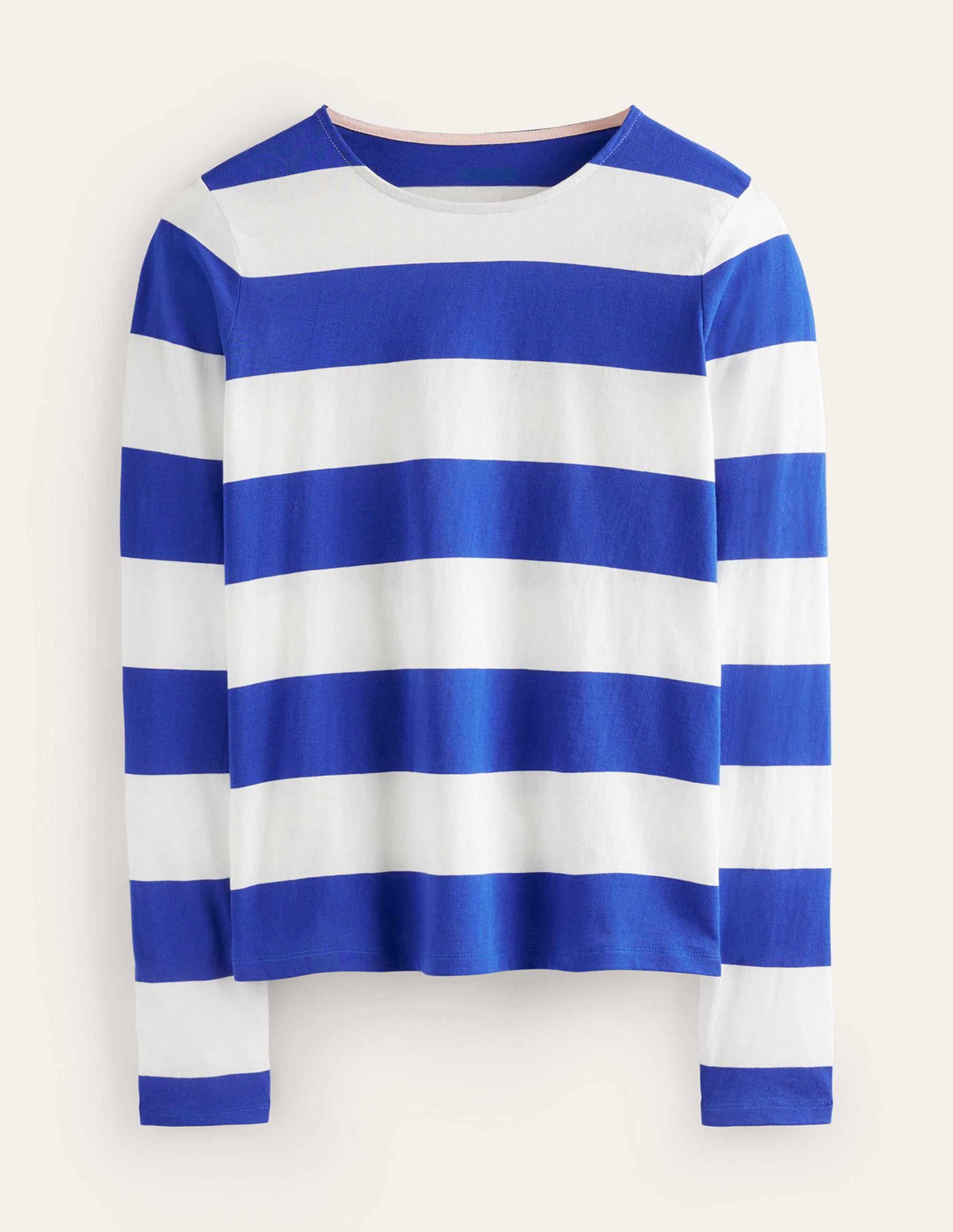 Bea Long Sleeve Breton-Blue, Ivory Wide Stripe - Image 6