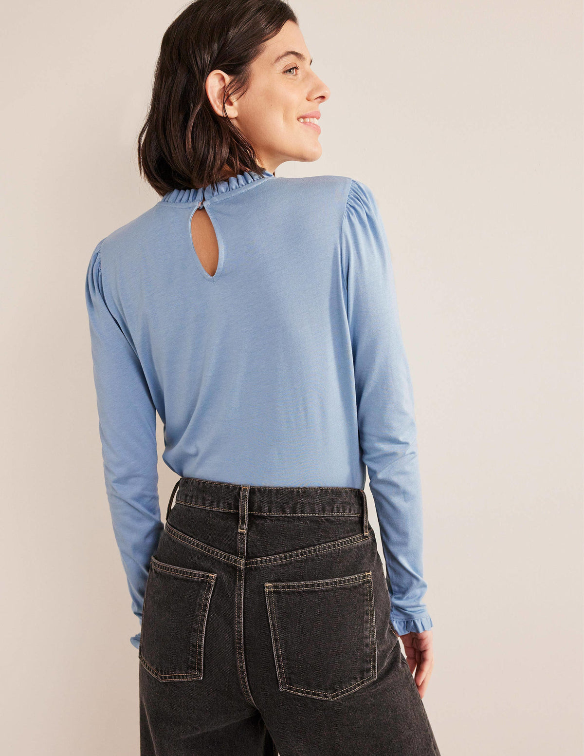 Supersoft Frill Detail Top-Delph Blue-3