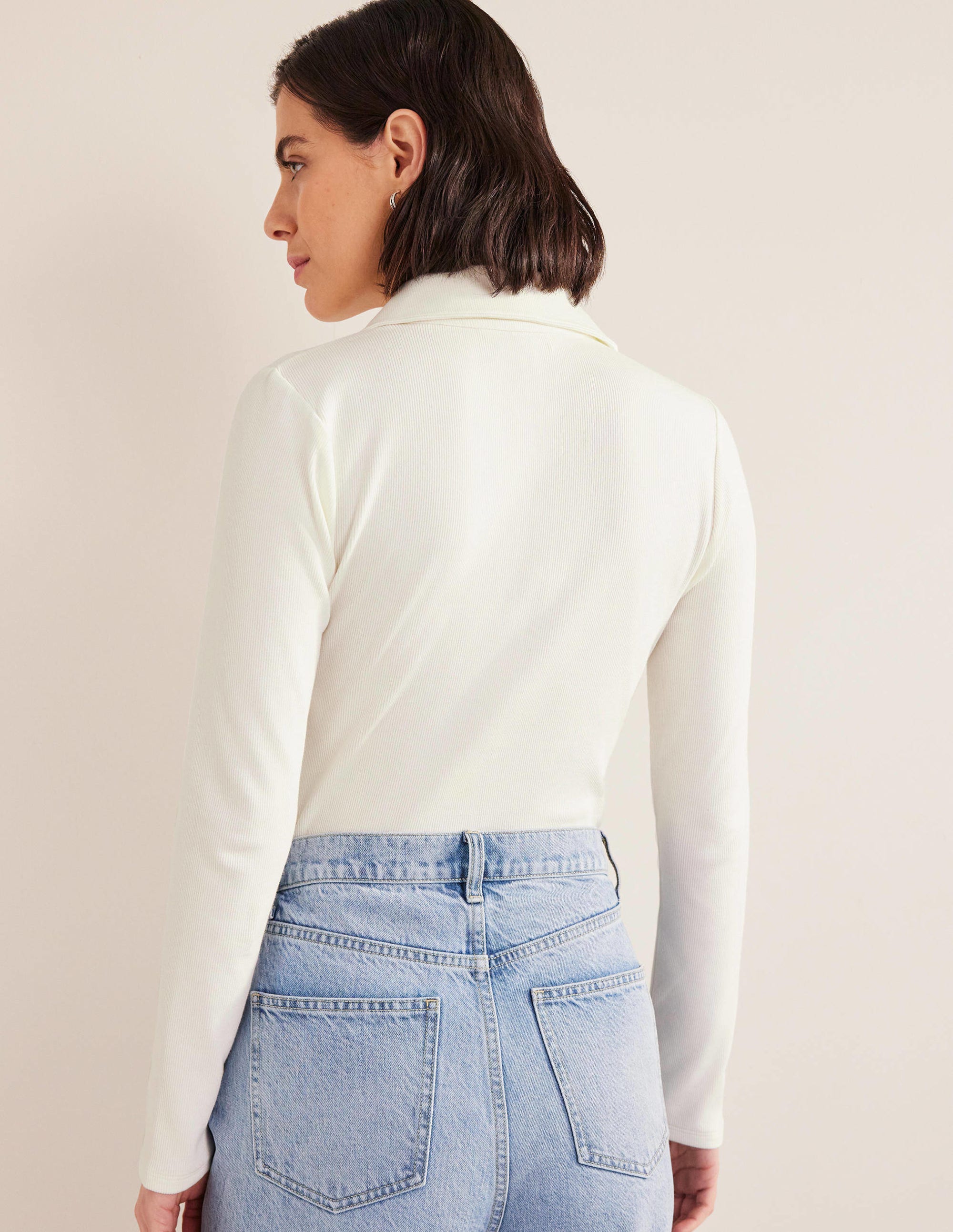 Ruched Front Jersey Shirt-Ivory - Image 3