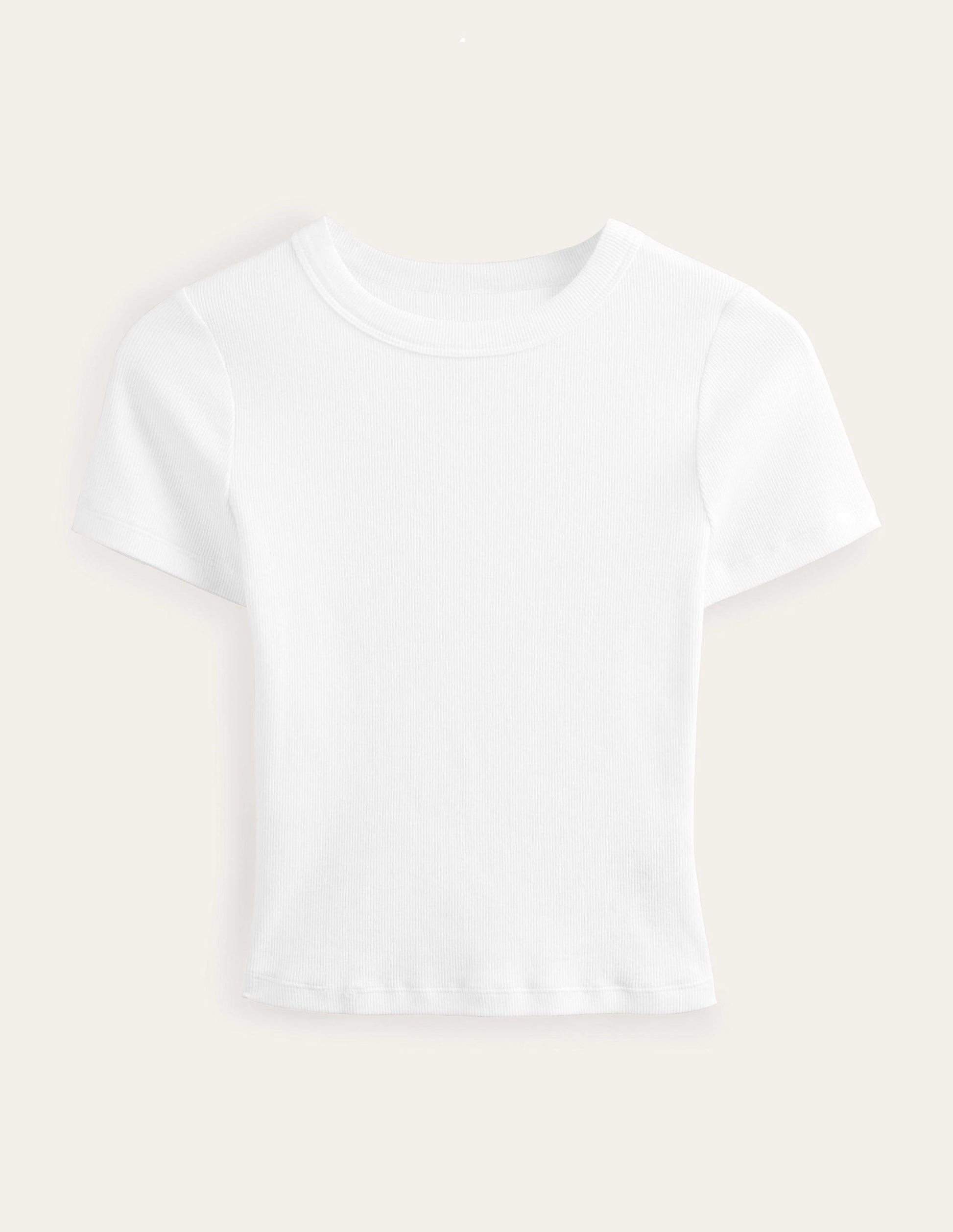 Cotton Ribbed T-Shirt-White-5