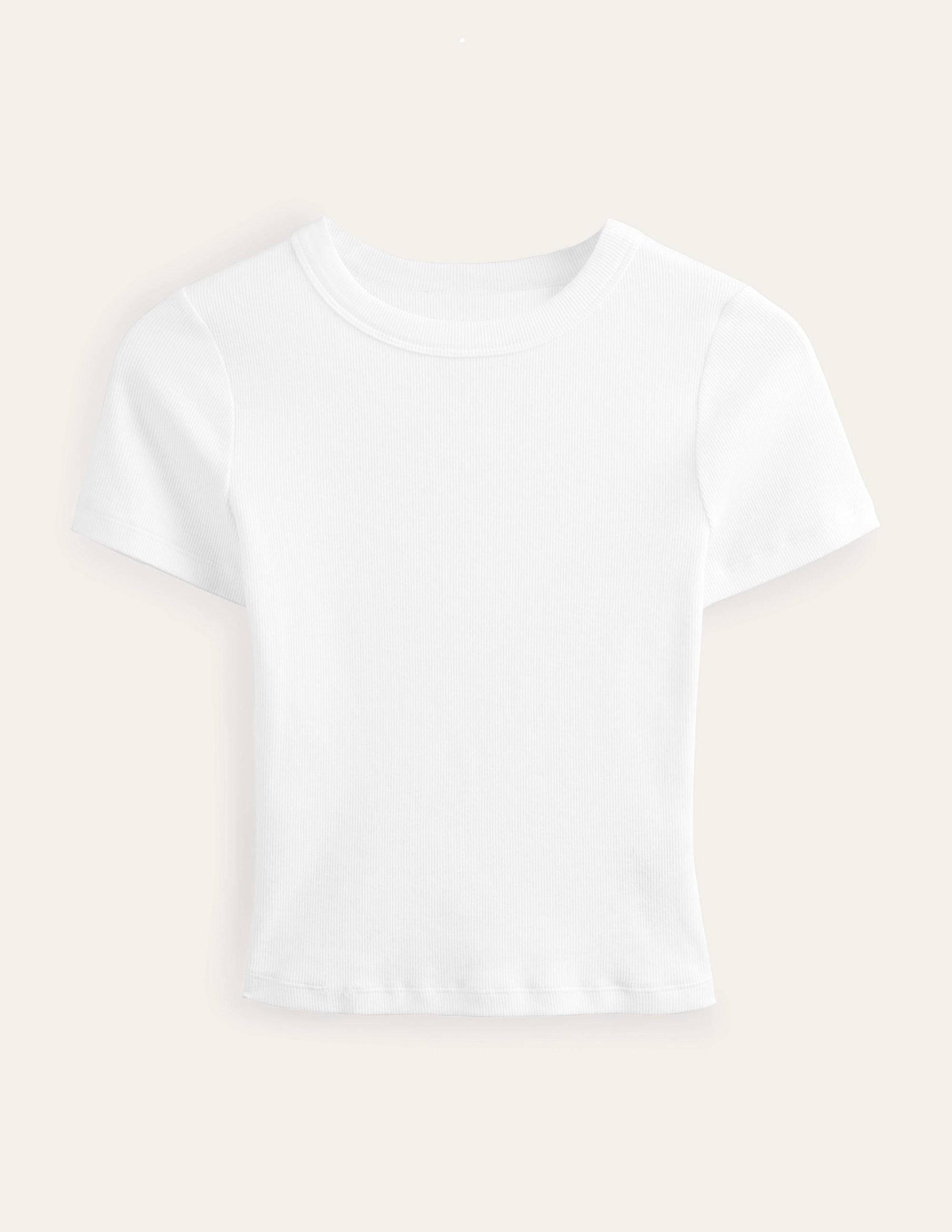 Cotton Ribbed T-Shirt-White - Image 5