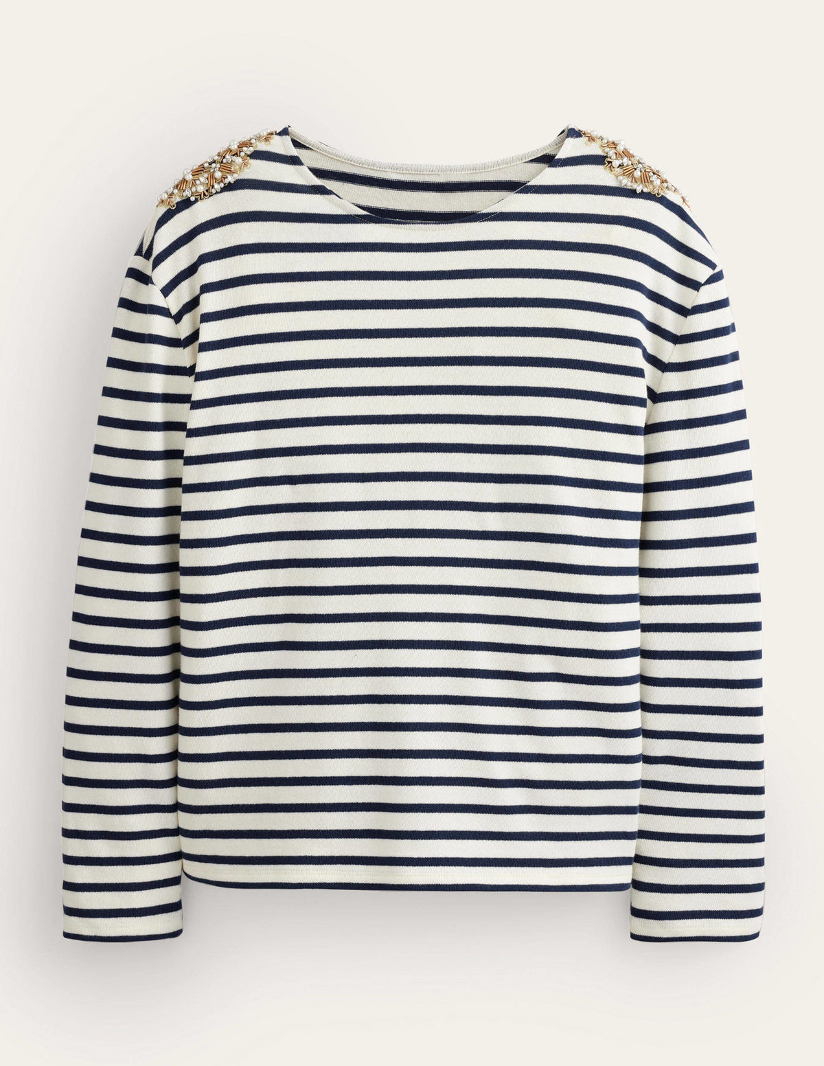 Embellished Shoulder Breton-Ivory/ Navy, Embellished - Image 5