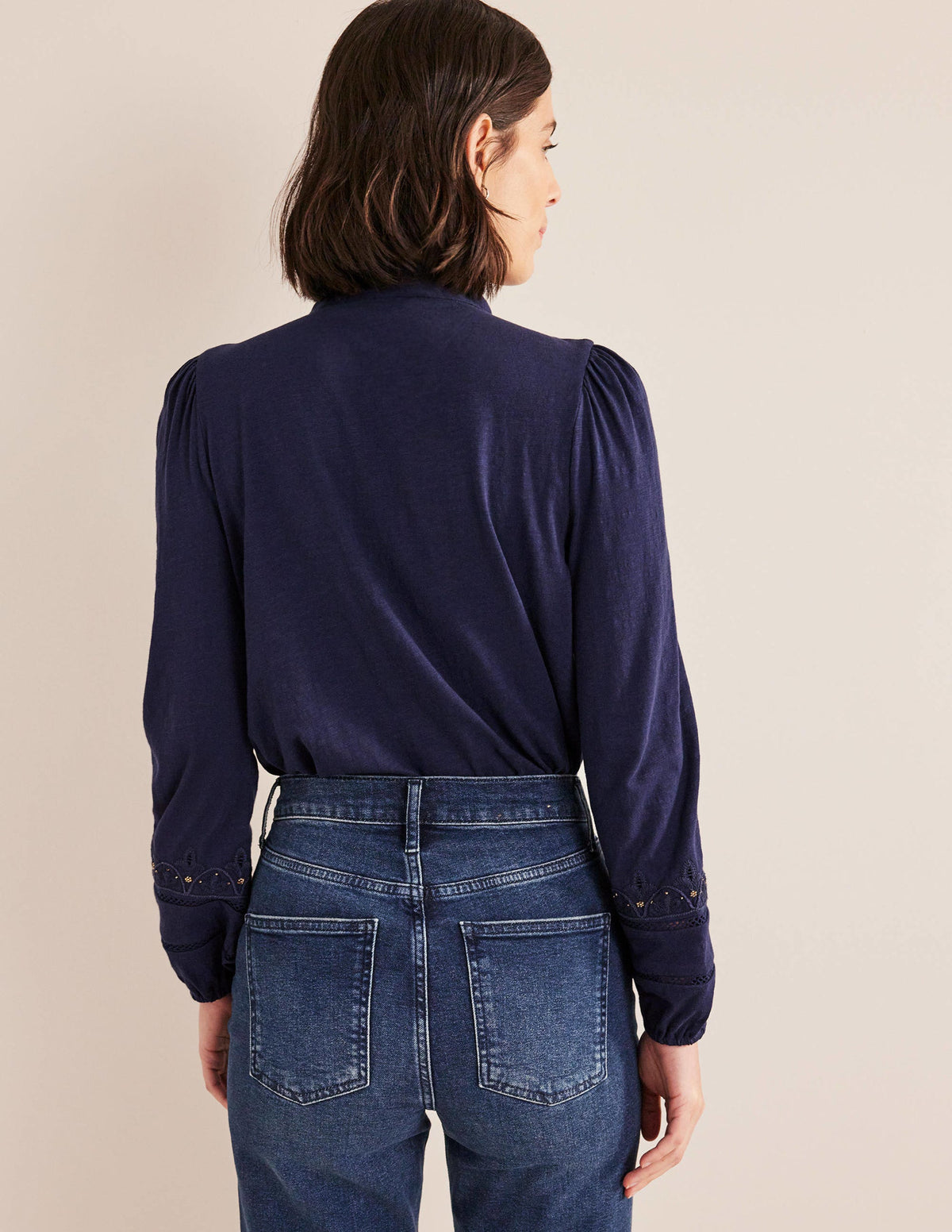 Embroidered Jersey Shirt-Navy - Image 3