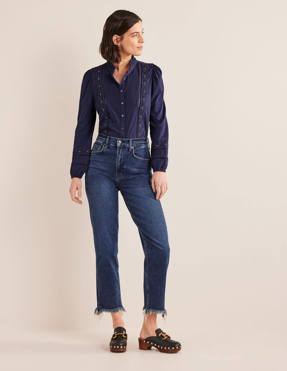 Embroidered Jersey Shirt-Navy - Image 4