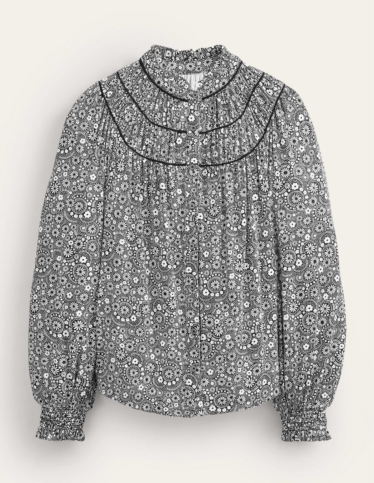 Ruched Yoke Jersey Shirt-Black, Dotty Daisy - Image 5