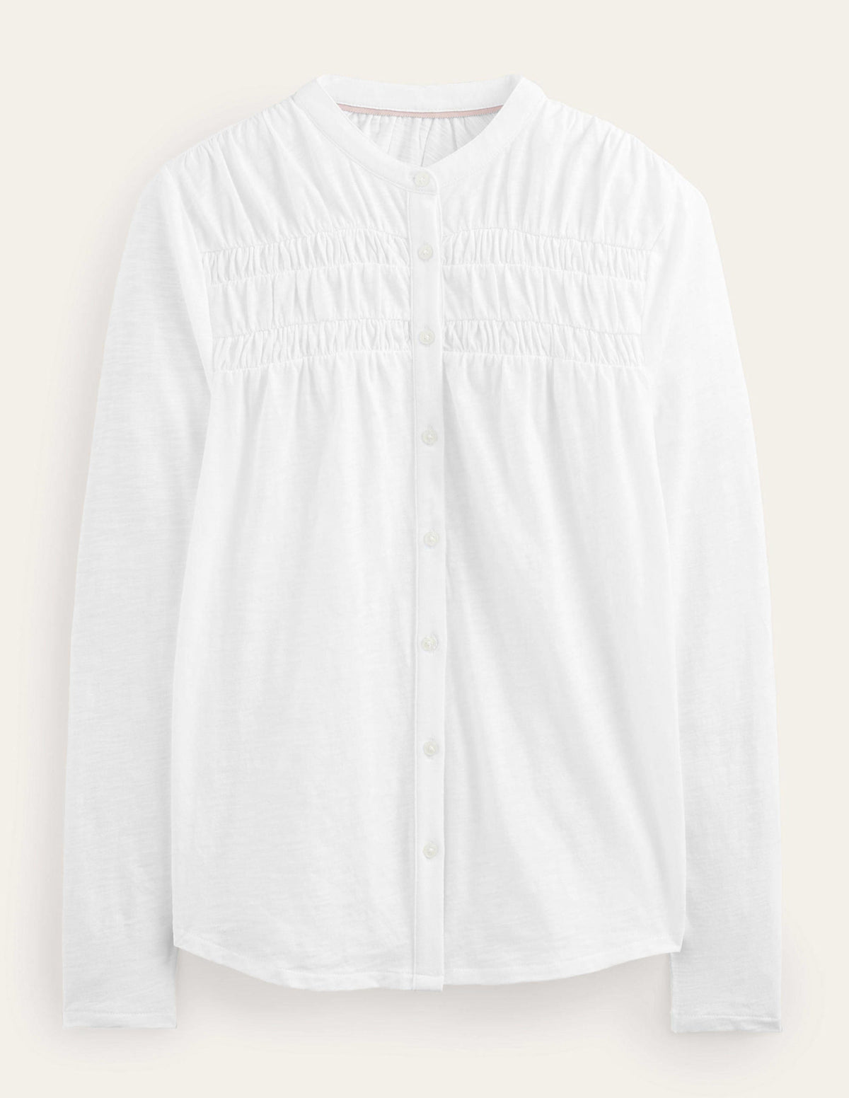 Ruched Yoke Detail Shirt-White - Image 6