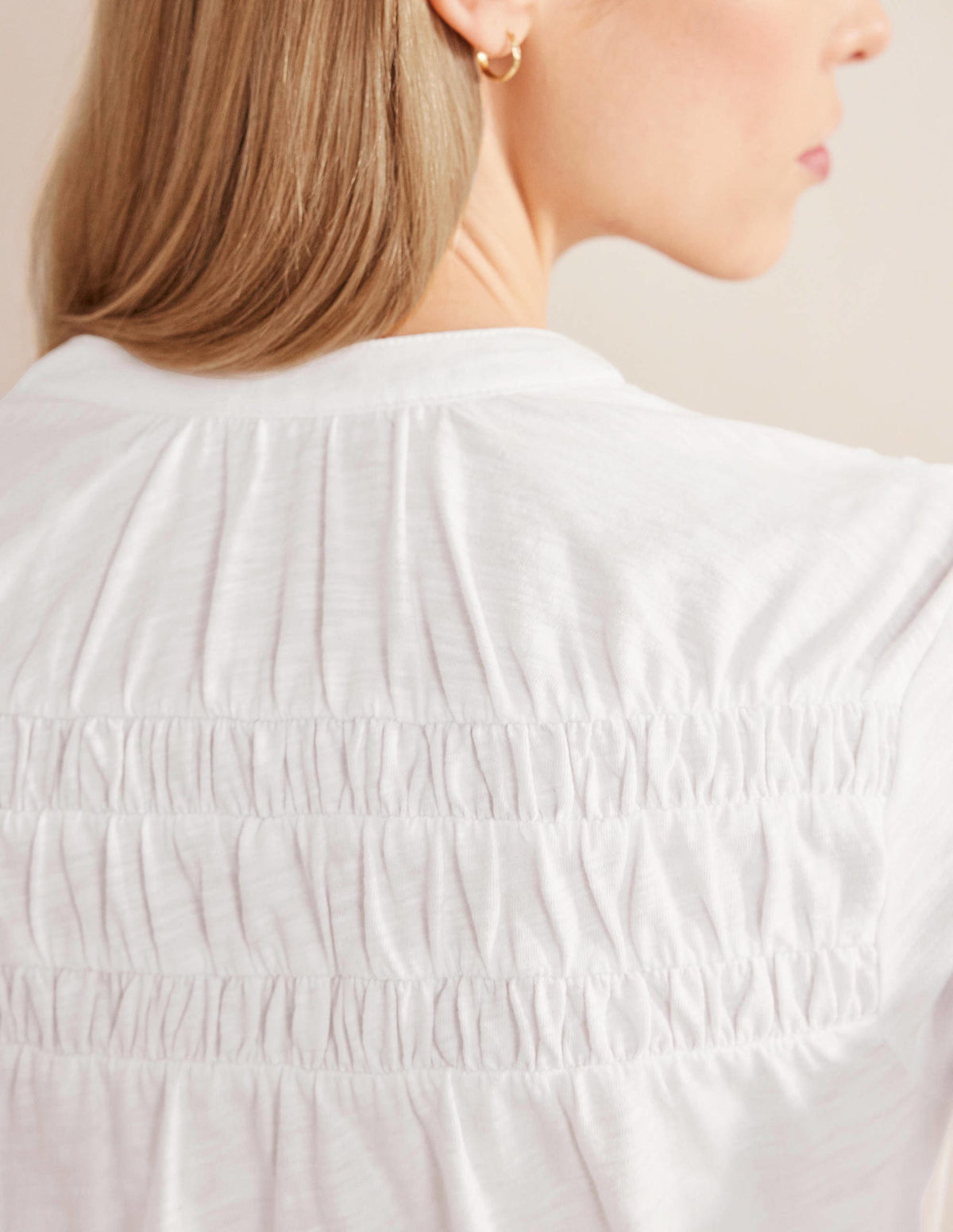 Ruched Yoke Detail Shirt-White - Image 2