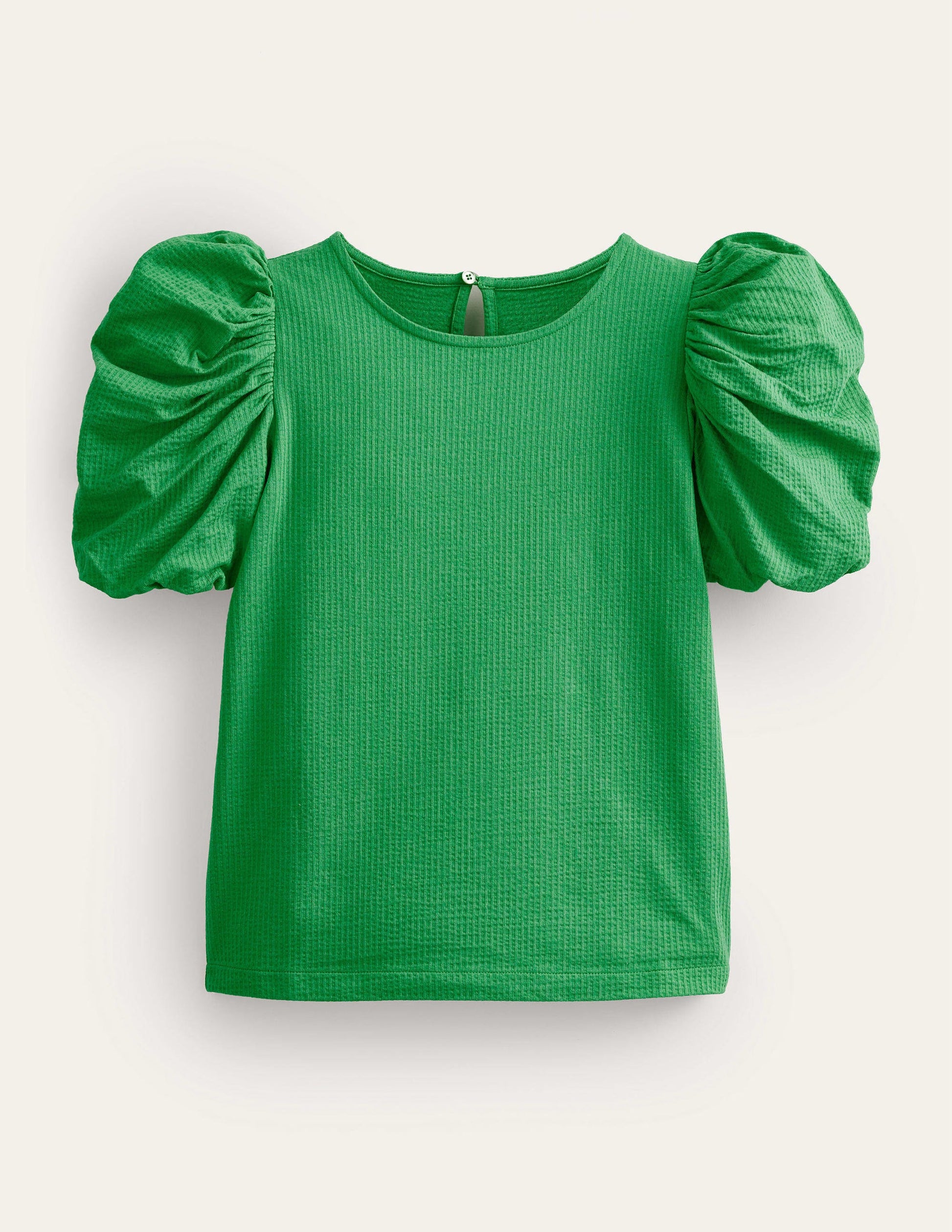 Puff Sleeve Jersey Top-Green Bee-5
