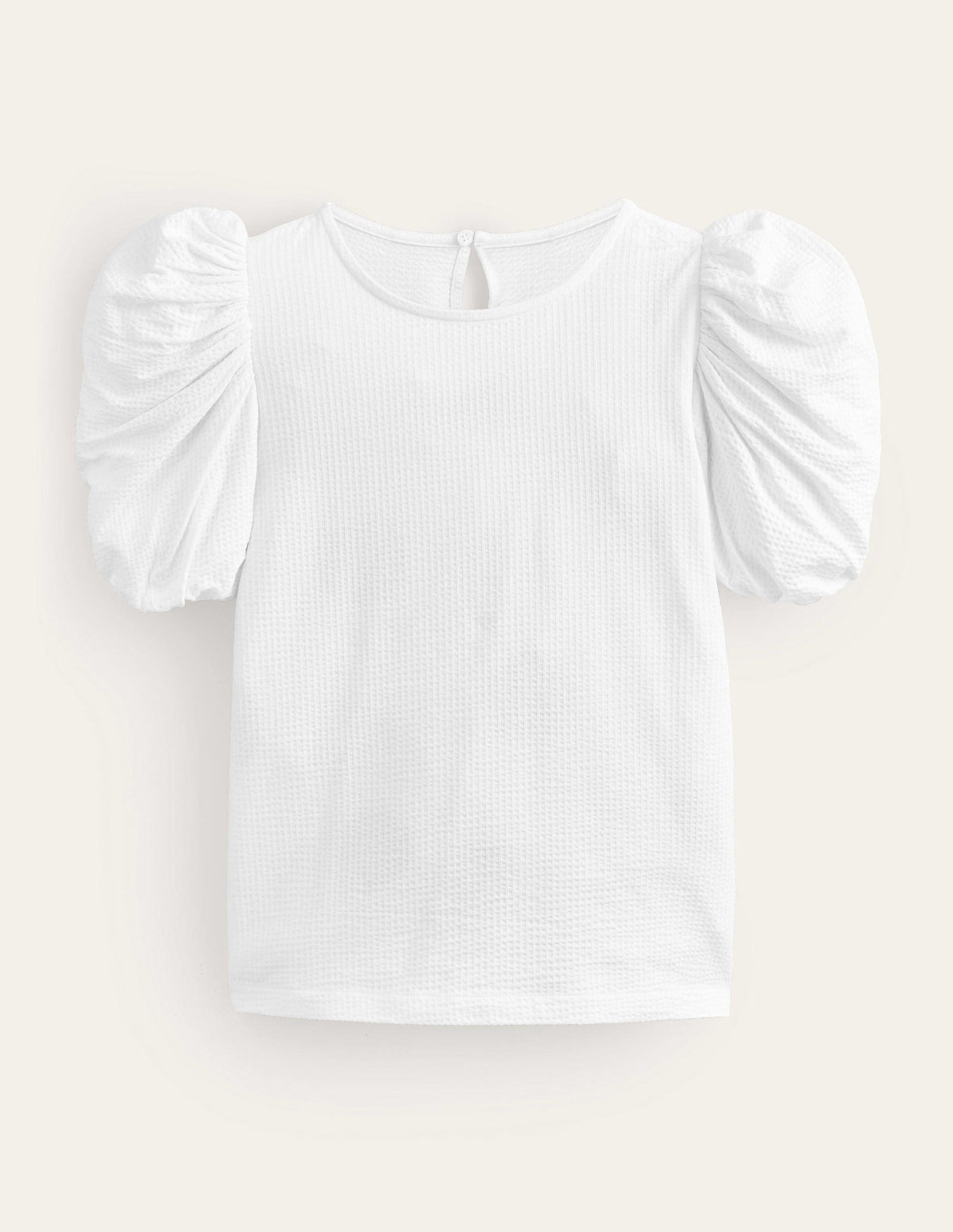 Puff Sleeve Jersey Top-White - Image 5