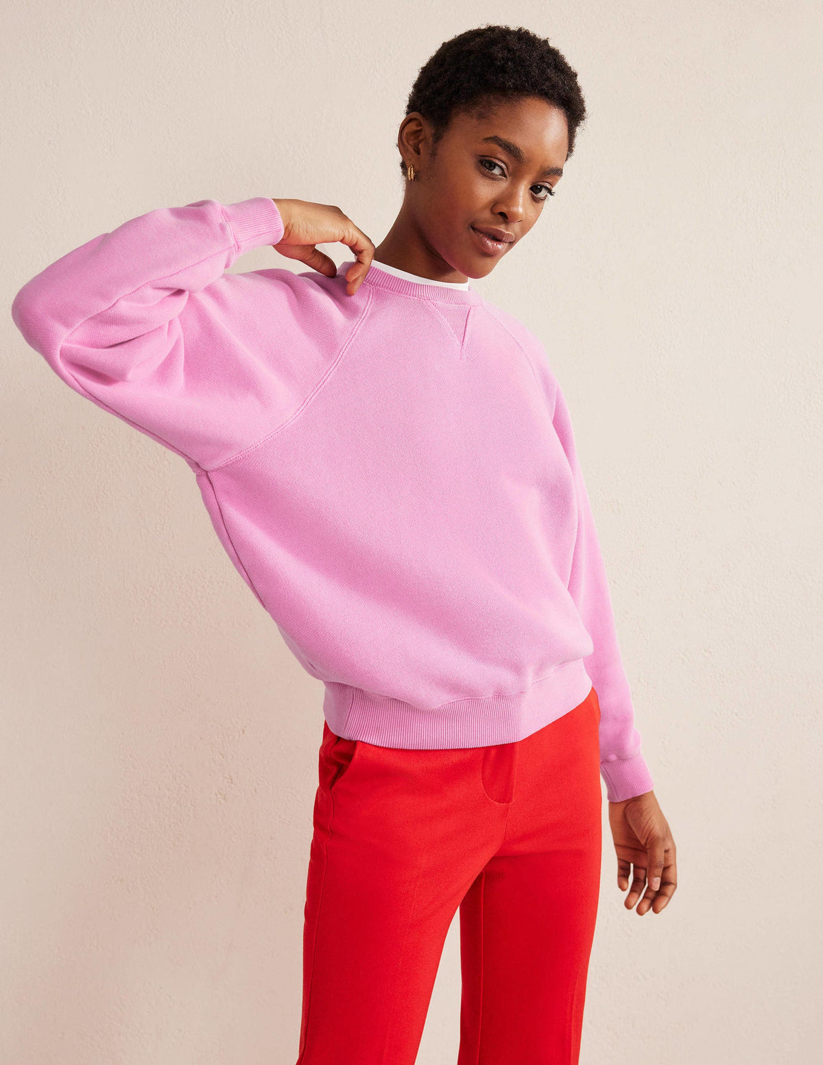 Relaxed Raglan Sweatshirt-Wild Orchid-1