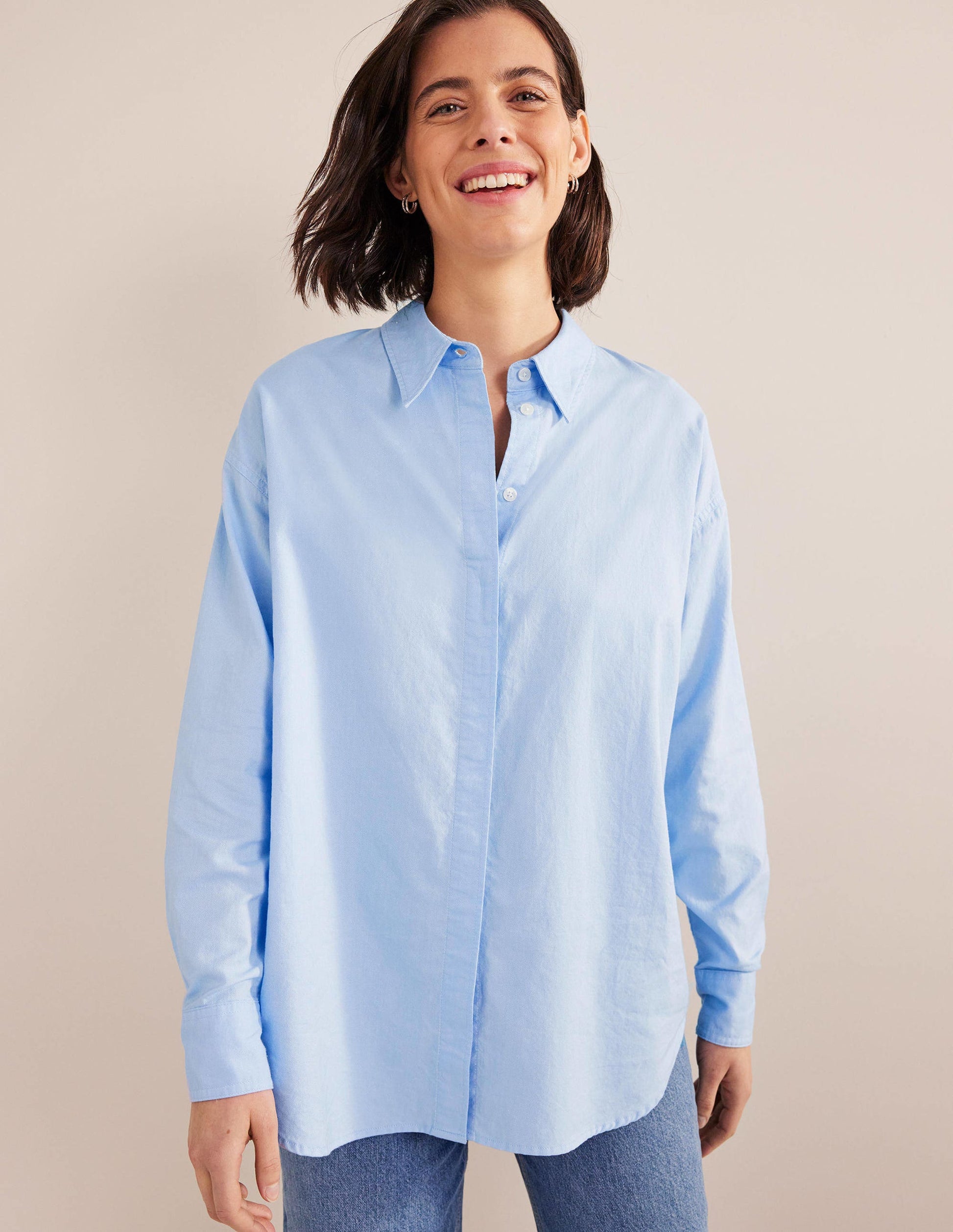Oversized Cotton Shirt-Chambray Oxford-4
