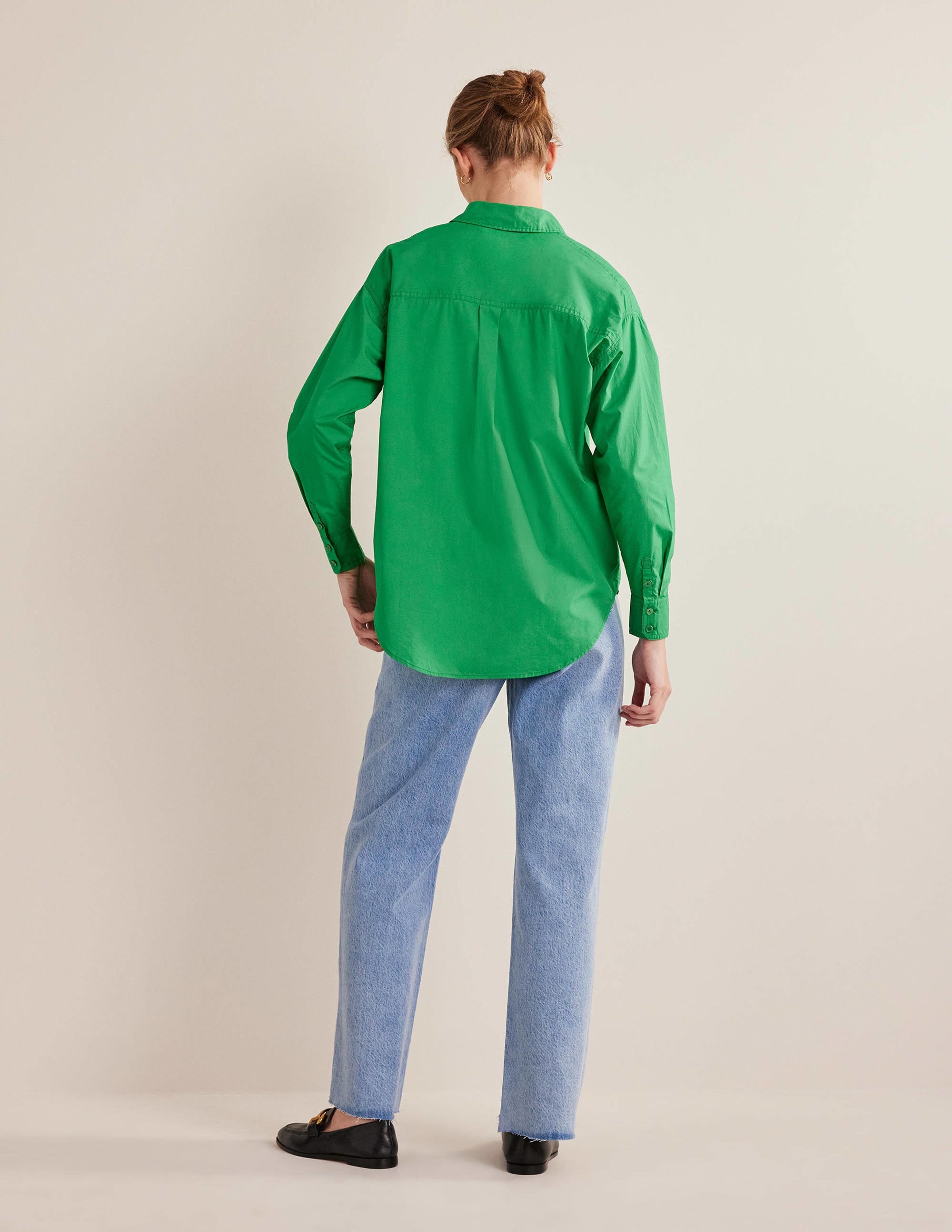 Oversized Cotton Shirt-Green Bee - Image 3