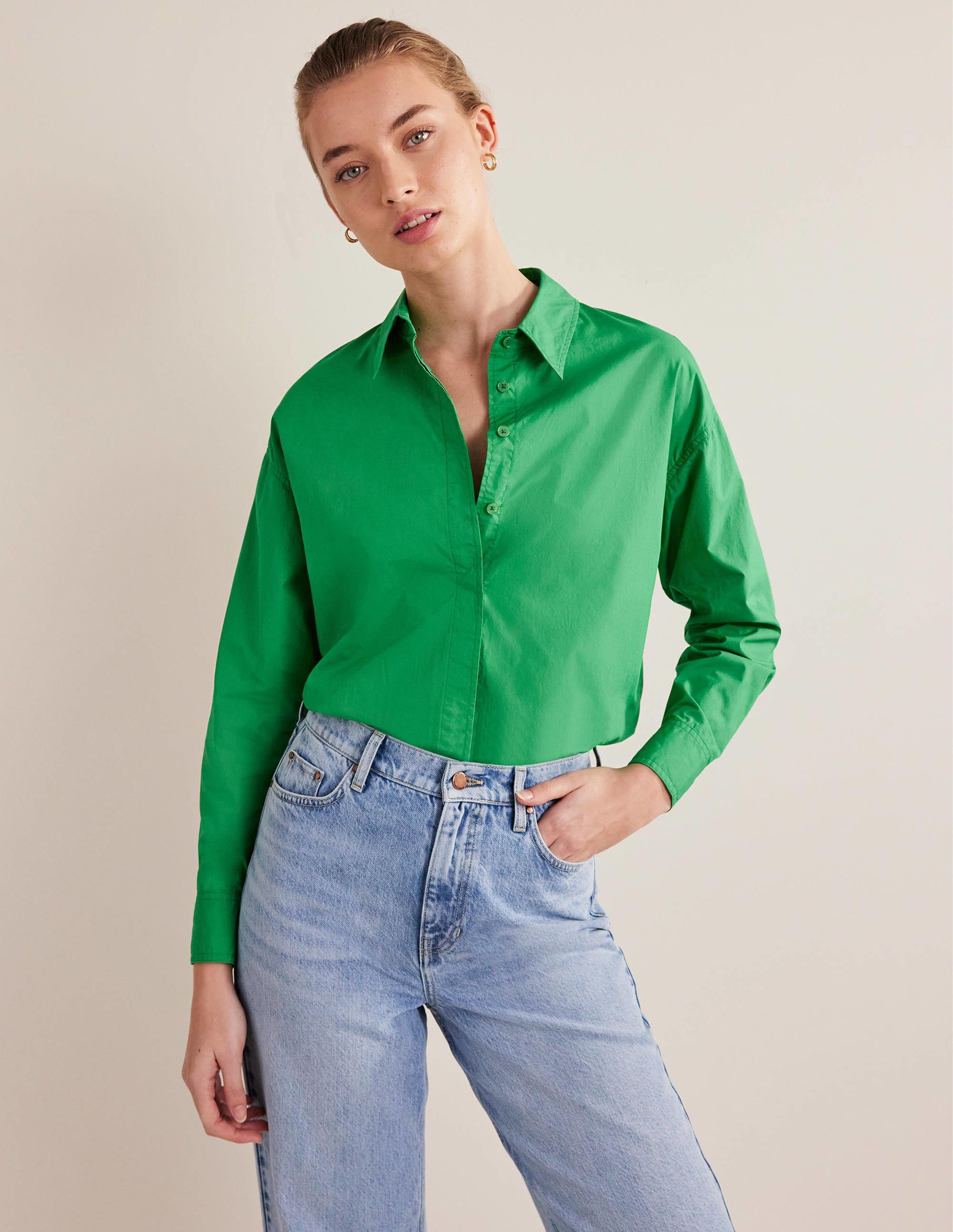 Oversized Cotton Shirt-Green Bee - Image 5