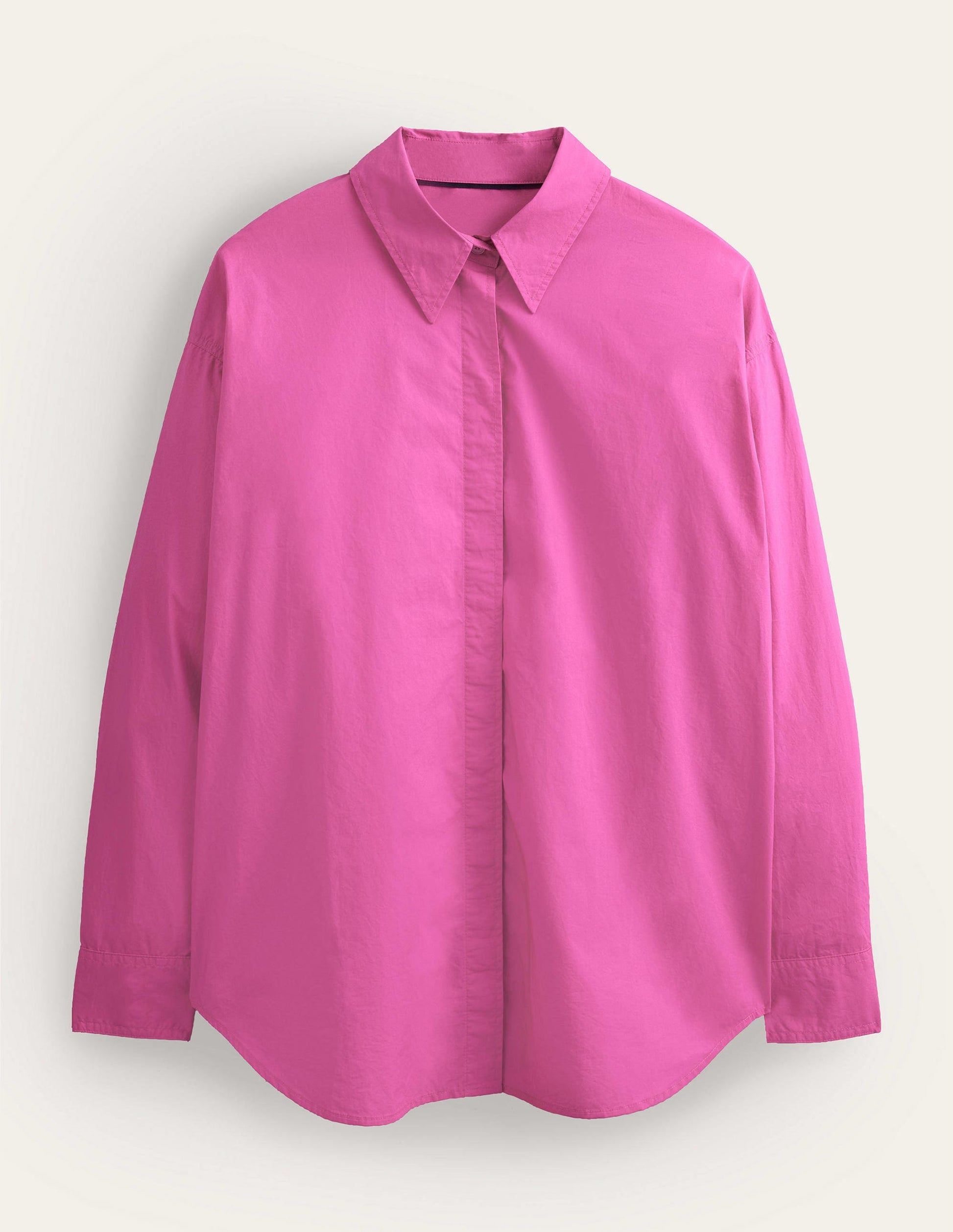 Oversized Cotton Shirt-Fuchsia Fedora-6