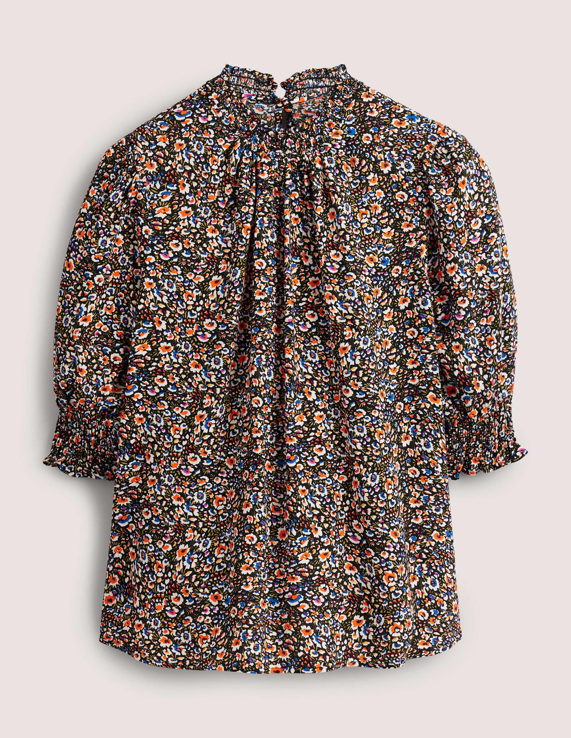 Smocked Detail Printed Top-Multi, Eden Bloom-6