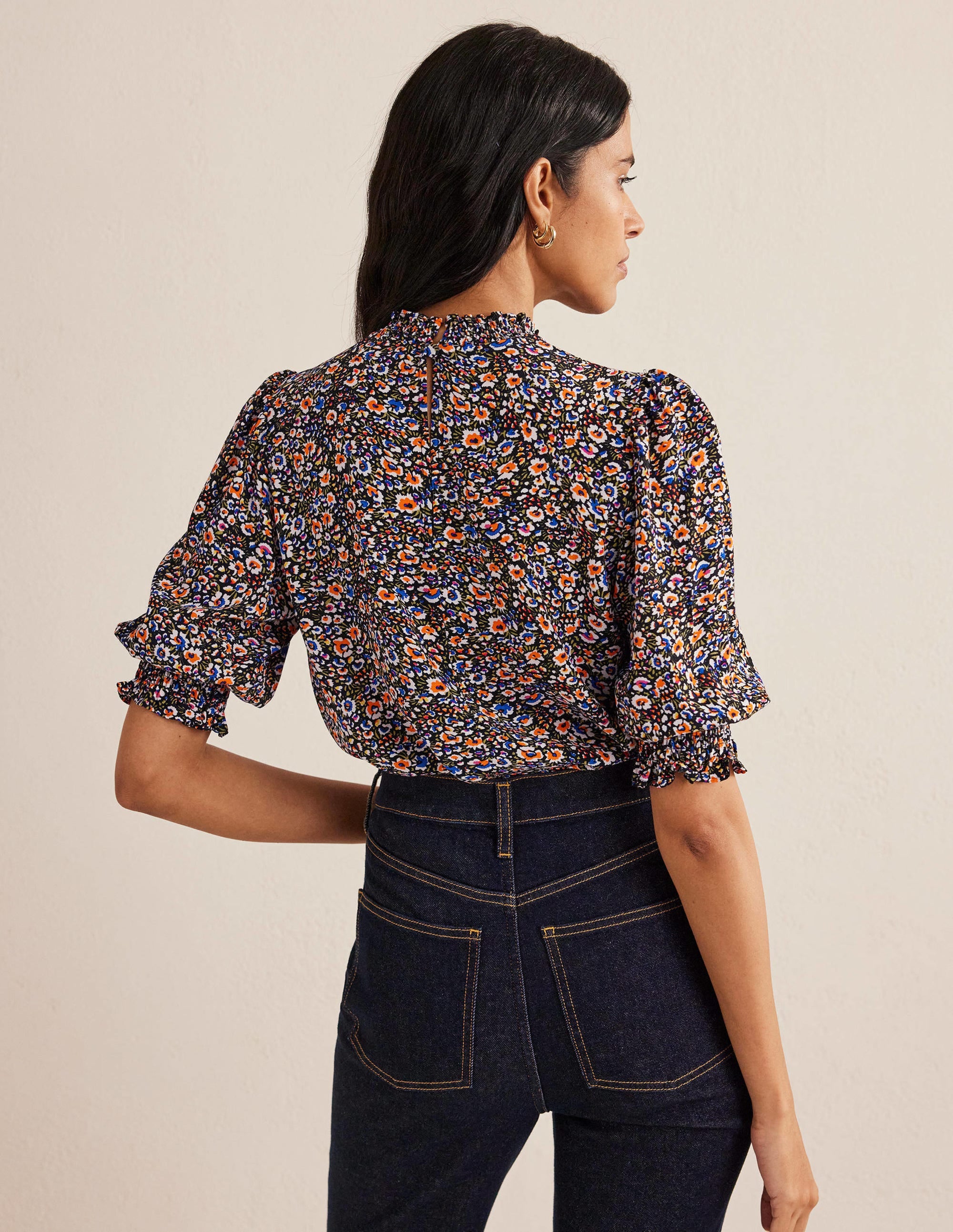 Smocked Detail Printed Top-Multi, Eden Bloom - Image 3