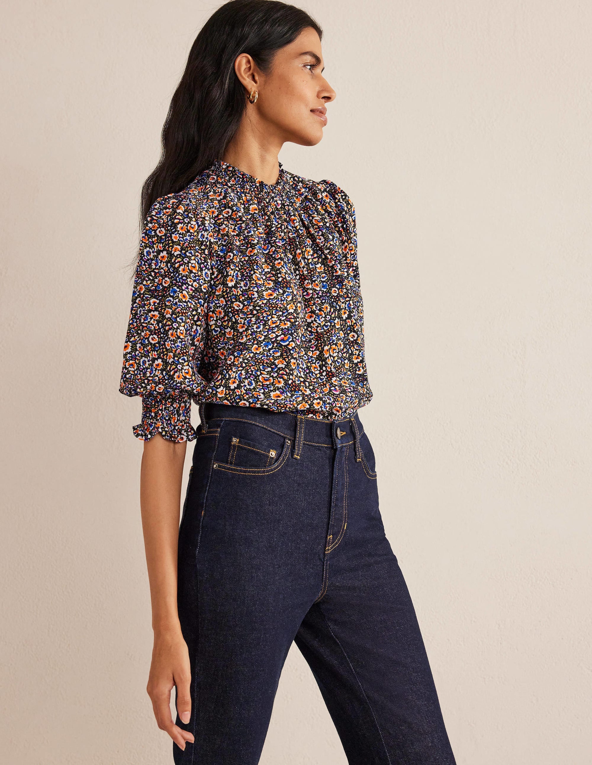 Smocked Detail Printed Top-Multi, Eden Bloom - Image 4