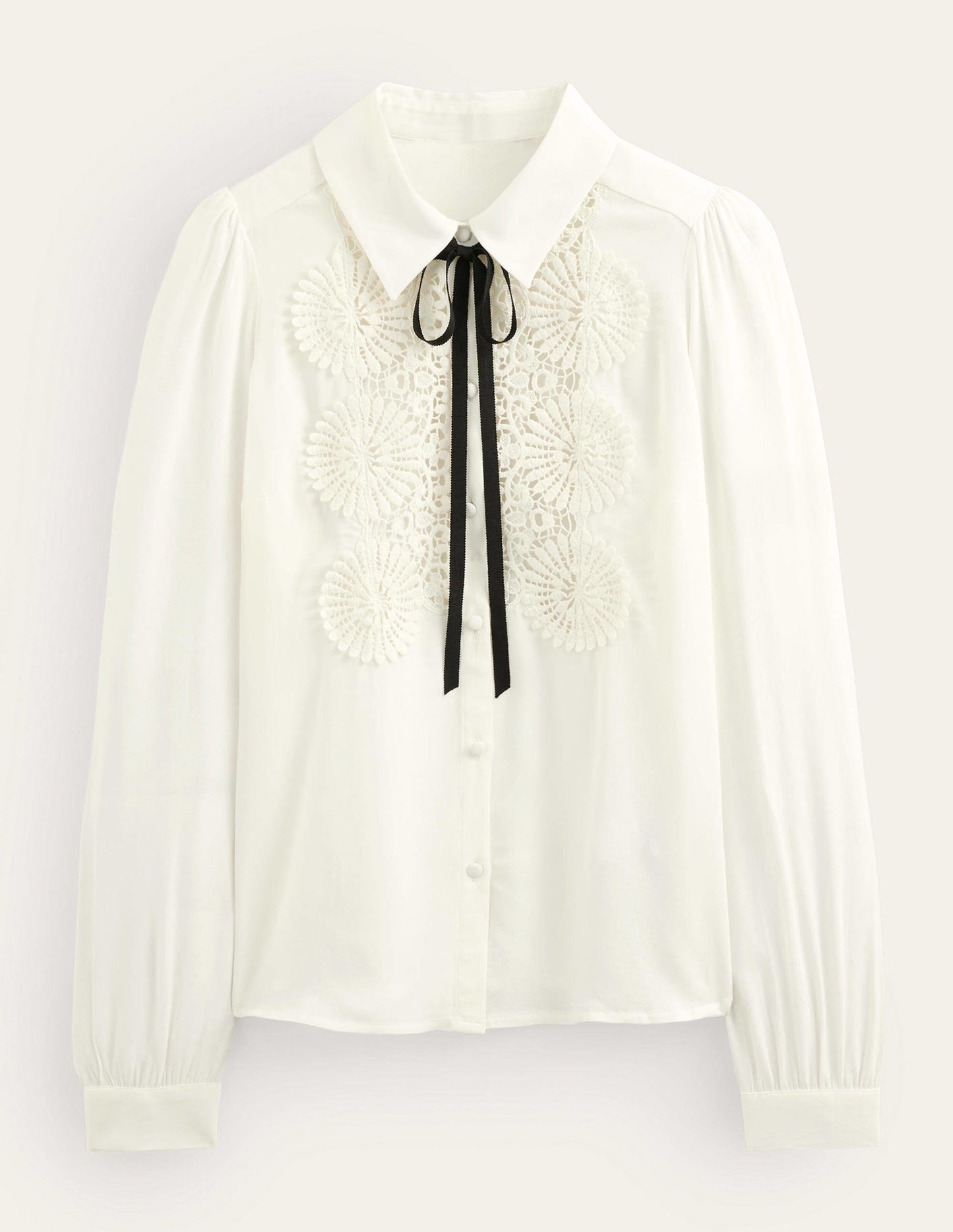 Lace Bib Blouse-Ivory