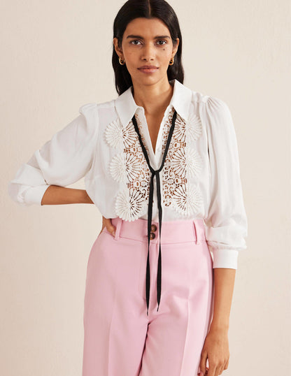 Lace Bib Blouse-Ivory-4