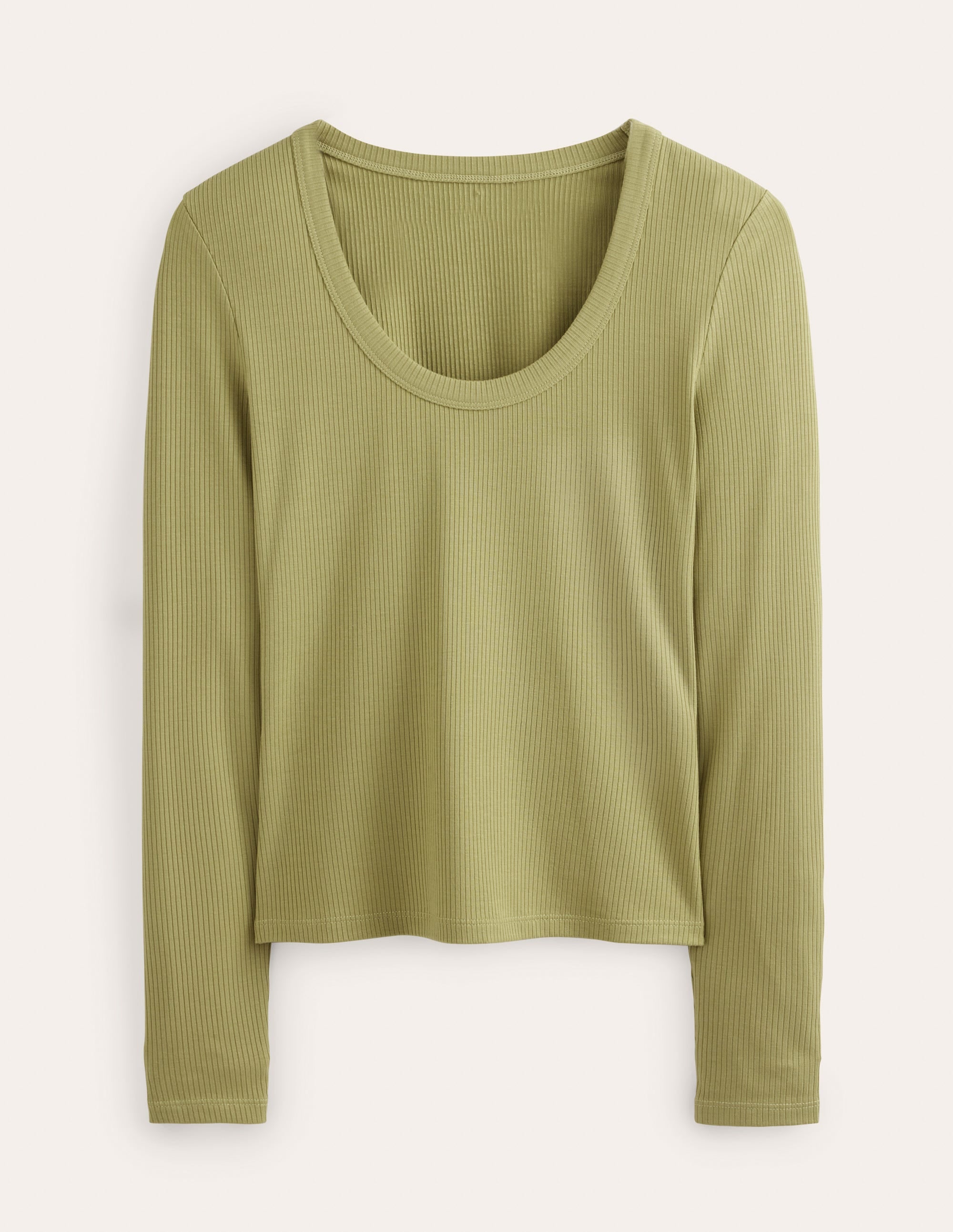 Soft Ribbed Scoop Neck Top-River Reed - Image 2
