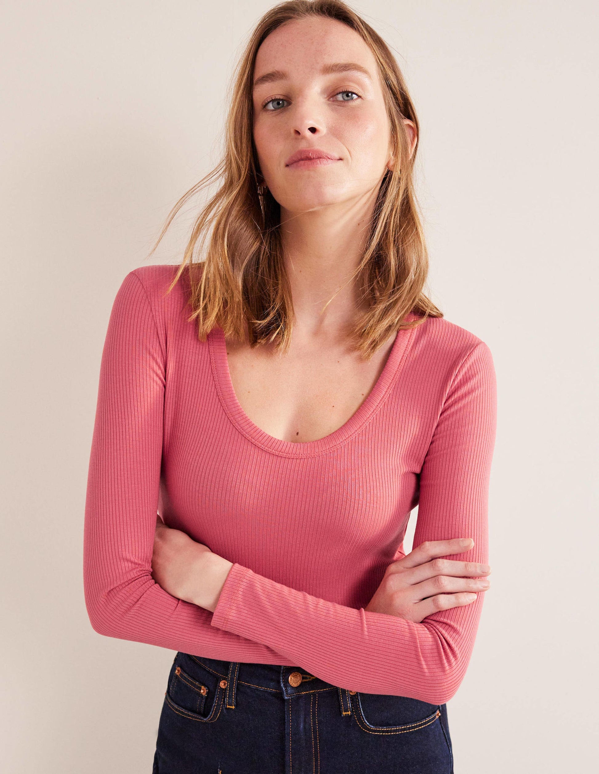 Soft Ribbed Scoop Neck Top-Fox-4