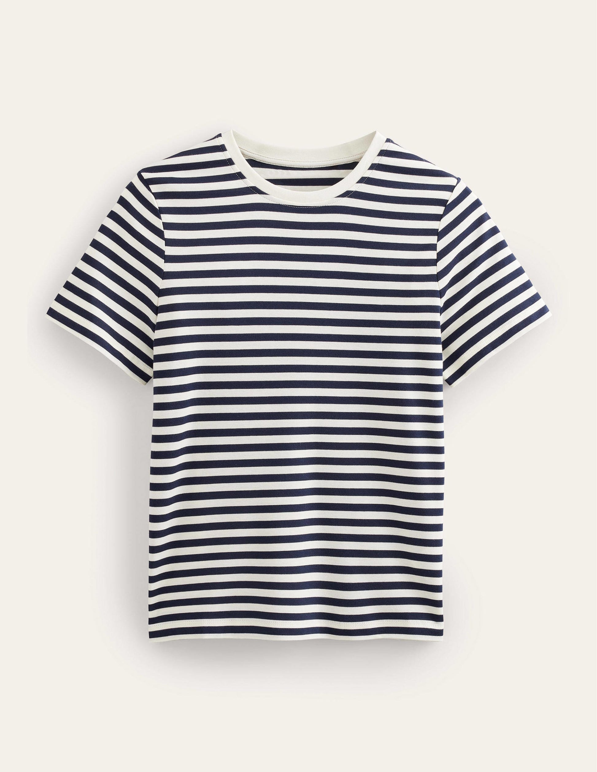 Perfect Cotton T-Shirt-Ivory / Navy Stripe-5