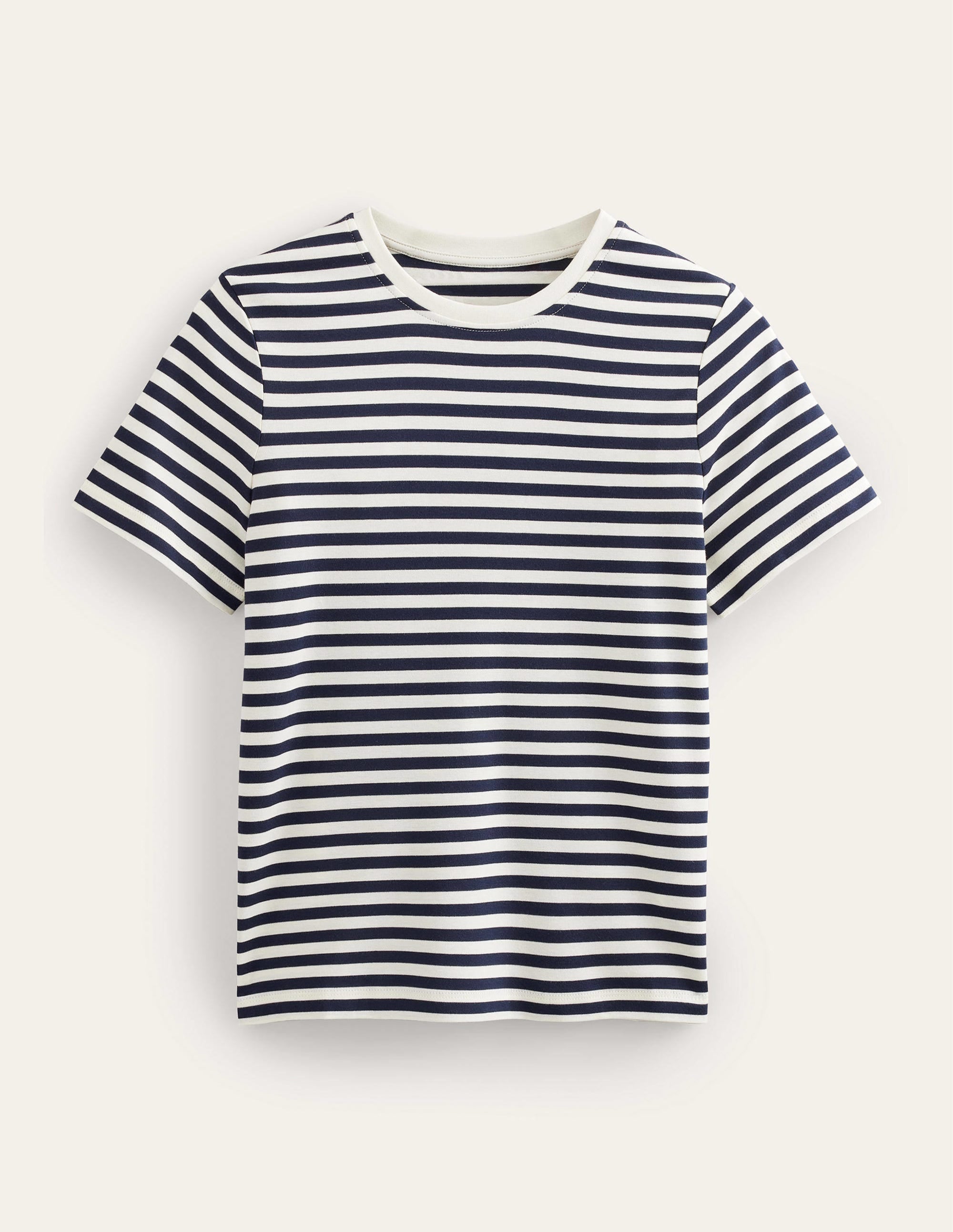 Perfect Cotton T-Shirt-Ivory / Navy Stripe - Image 5