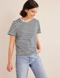 Perfect Cotton T-Shirt-Ivory / Navy Stripe