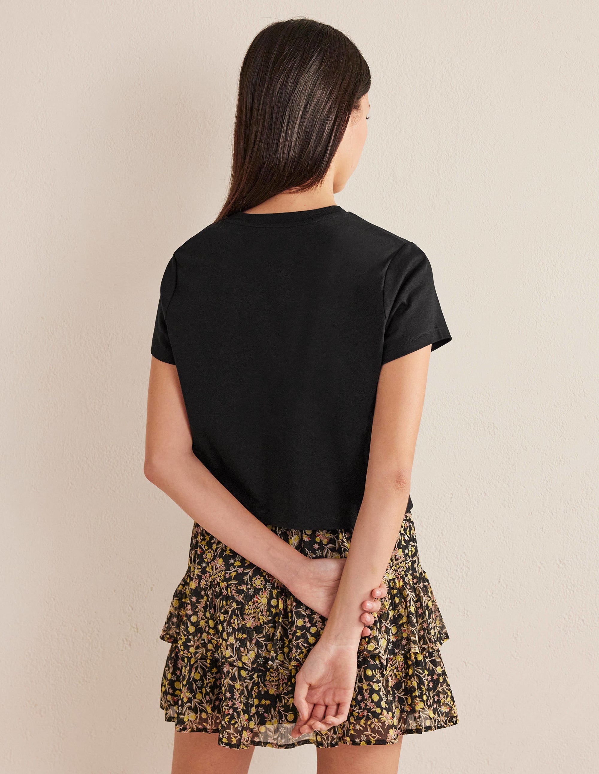 Perfect Cotton Cropped T-Shirt-Black - Image 3