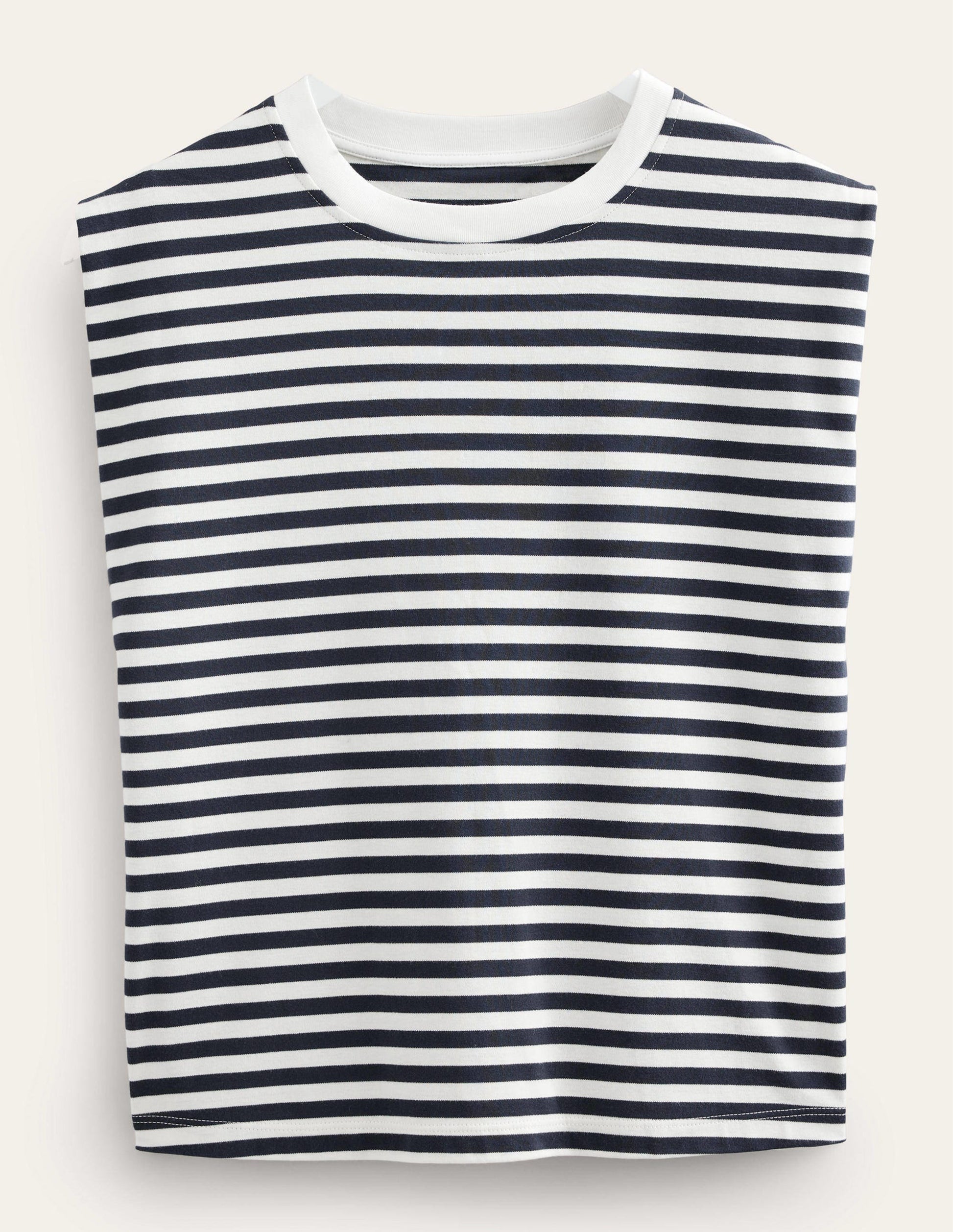 Perfect Cotton Sleeveless Top-Ivory / Navy Stripe-5