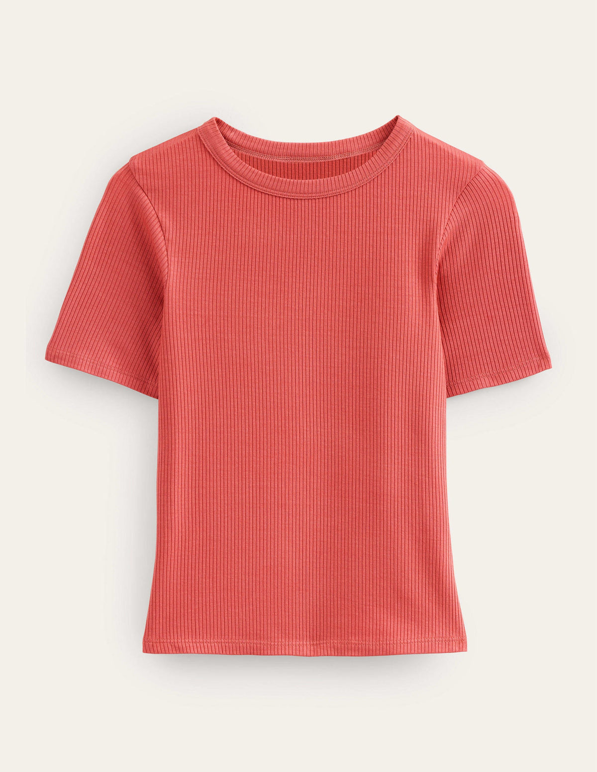 Soft Ribbed Crew Neck T-shirt-Fox - Image 5