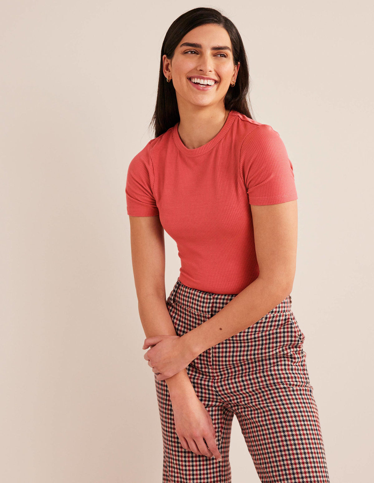 Soft Ribbed Crew Neck T-shirt-Fox-1
