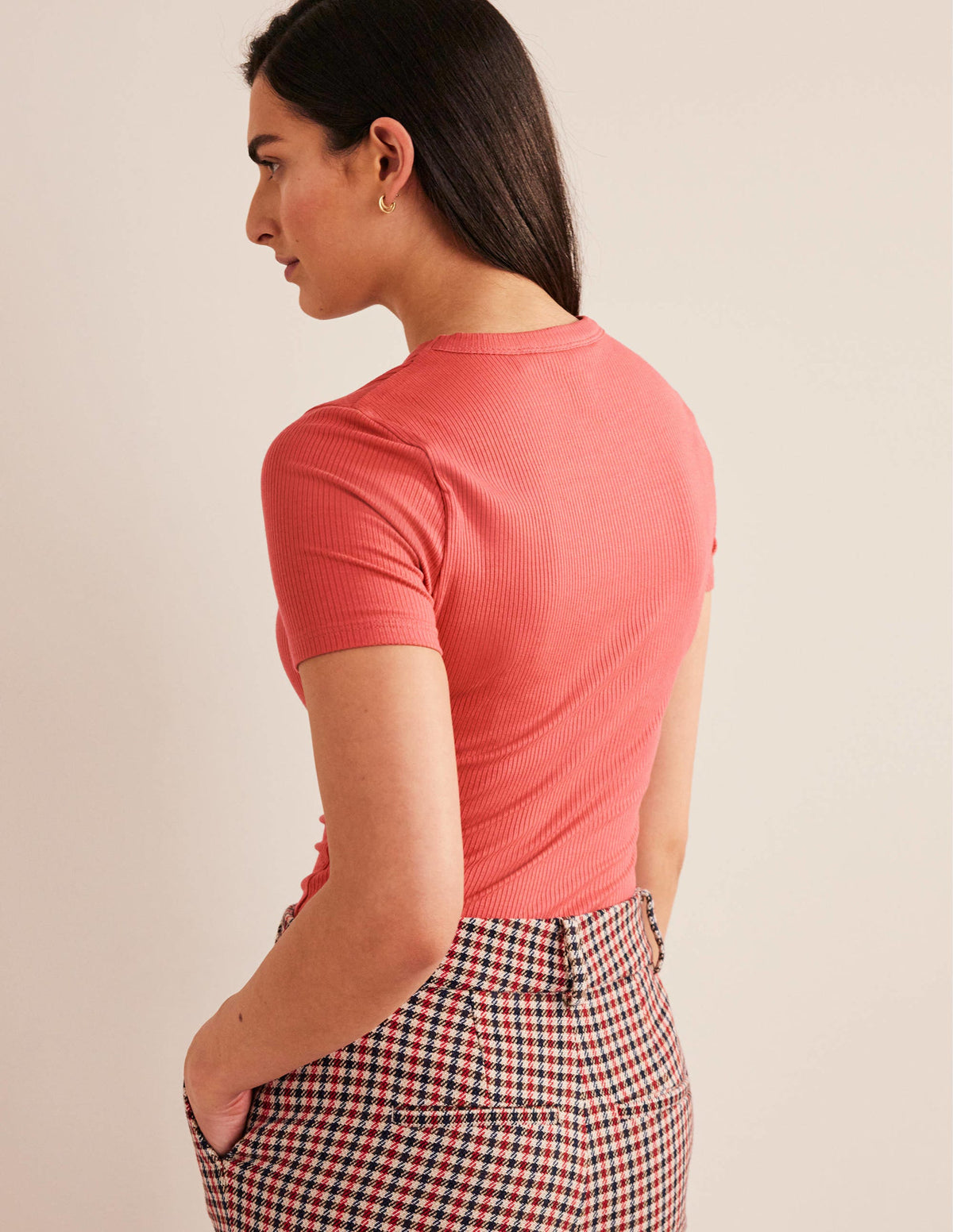 Soft Ribbed Crew Neck T-shirt-Fox-3