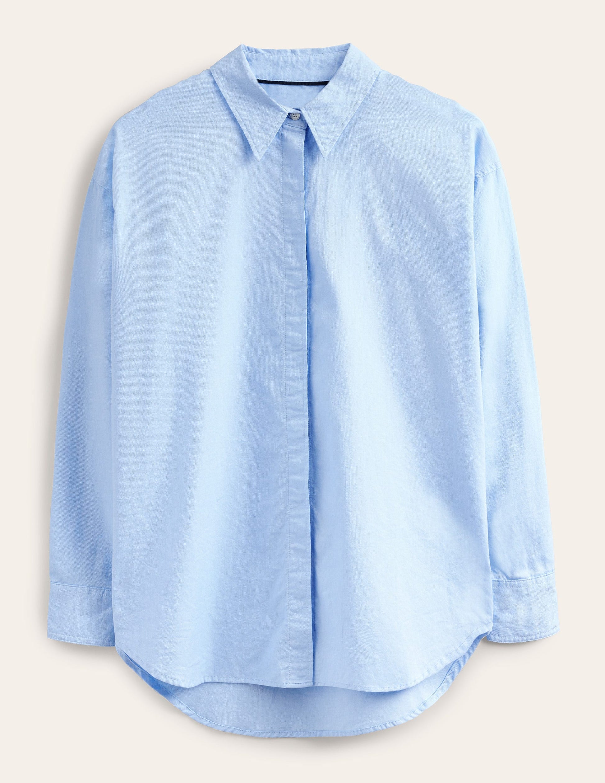 Straight Cotton Shirt-Blue Oxford-5