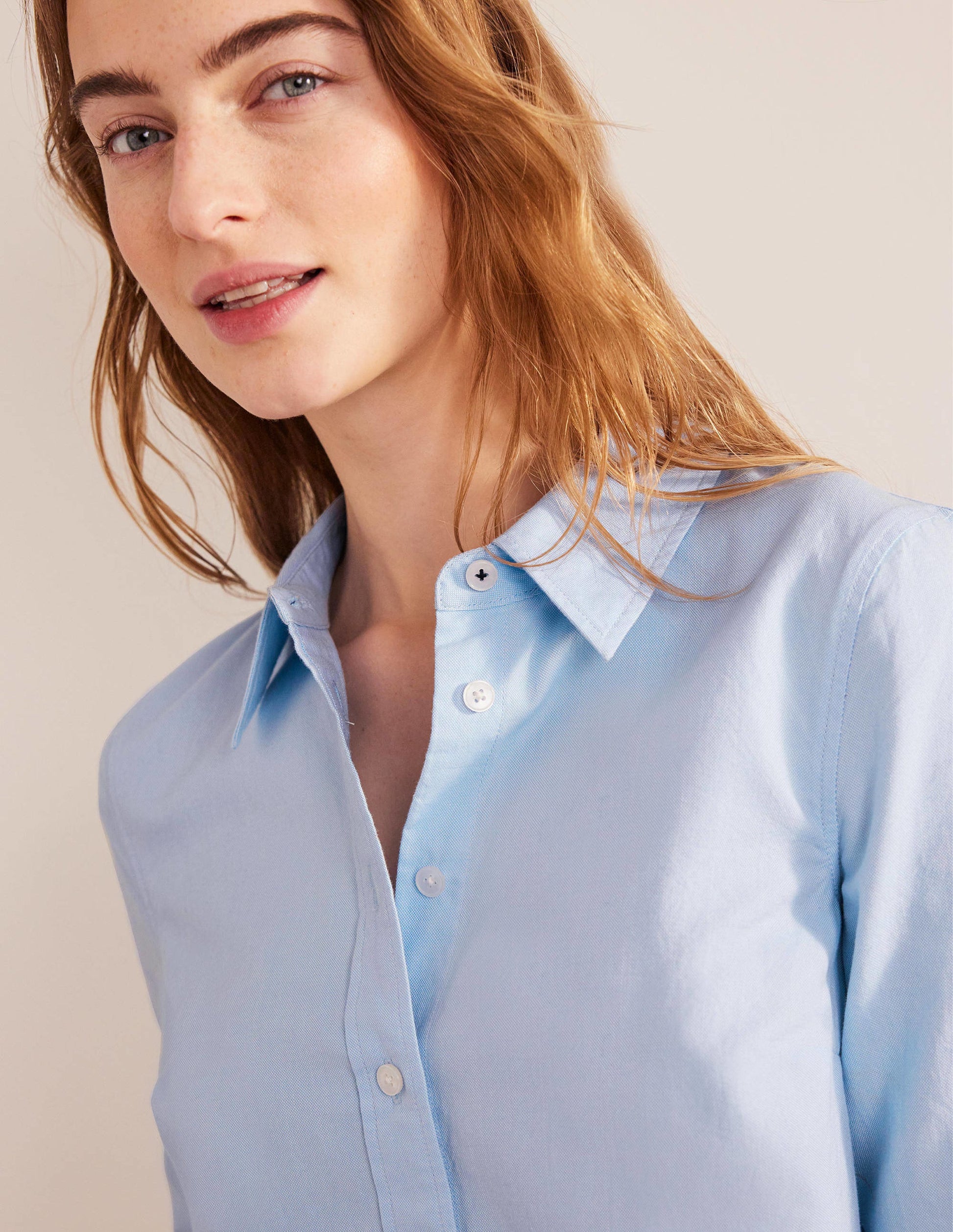 Straight Cotton Shirt-Blue Oxford-2